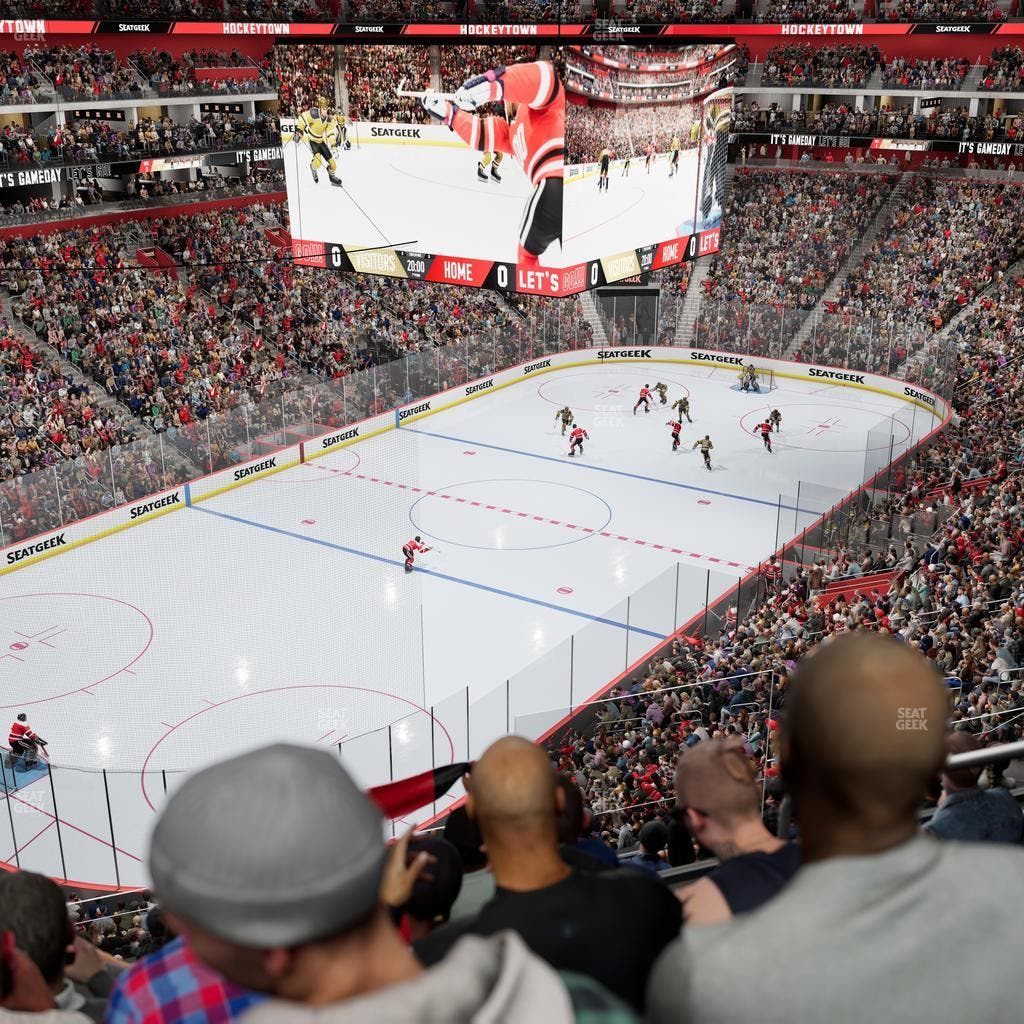 Little Caesars Arena - Section Drink Rail Mezzanine 34 Seat View