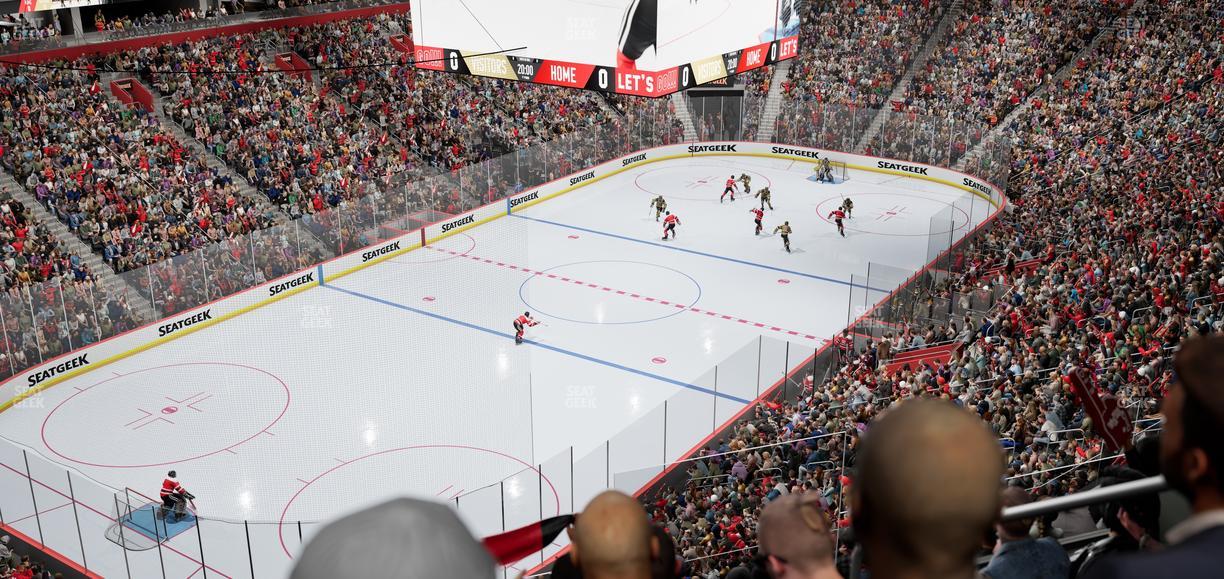 Little Caesars Arena - Section Drink Rail Mezzanine 34 Seat View