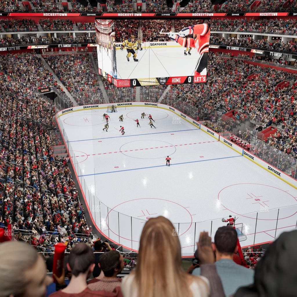 Little Caesars Arena - Section Drink Rail Mezzanine 4 Seat View