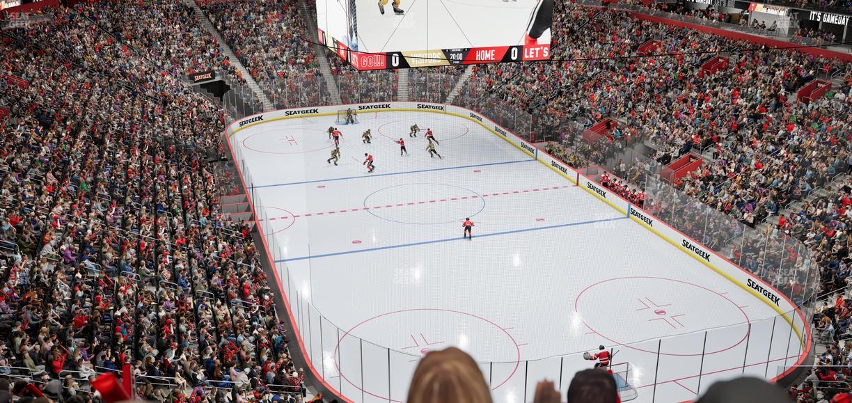 Little Caesars Arena - Section Drink Rail Mezzanine 4 Seat View