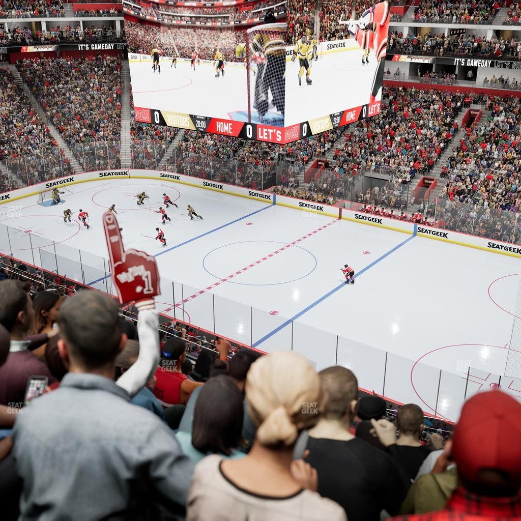 Little Caesars Arena - Section Drink Rail Mezzanine 7 Seat View