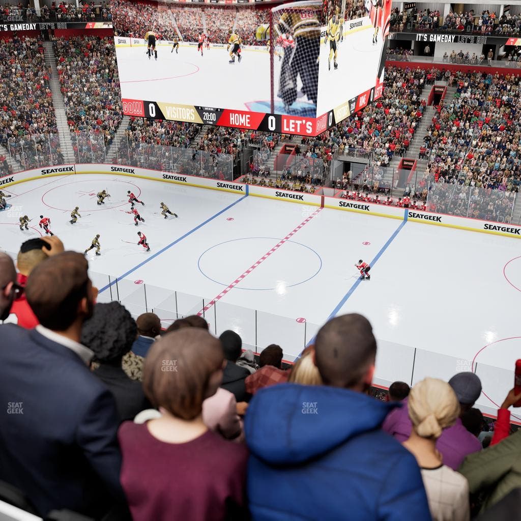Little Caesars Arena - Section Drink Rail Mezzanine 8 Seat View