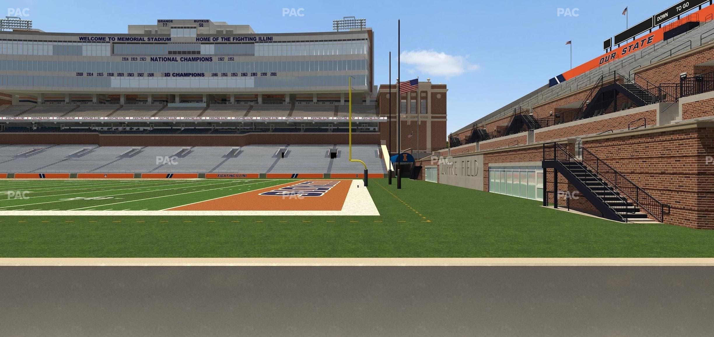 Memorial Stadium - IL - Section Front 101 Seat View