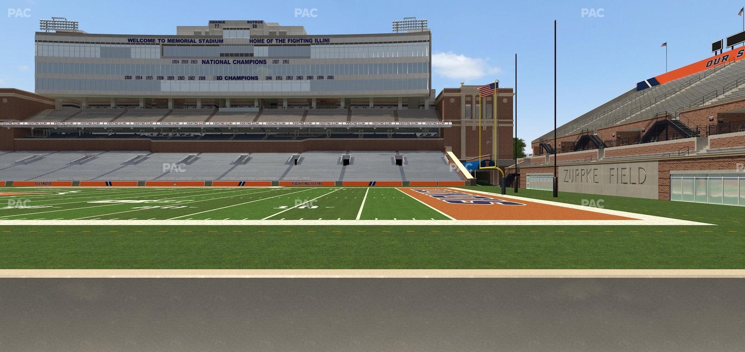 Memorial Stadium - IL - Section Front 102 Seat View