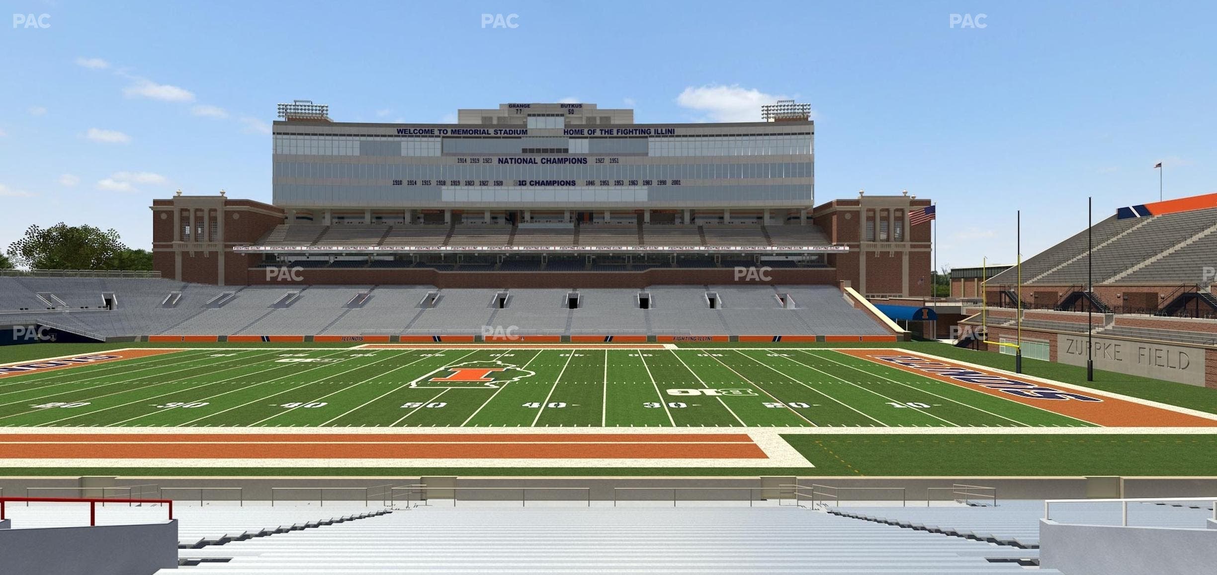 Memorial Stadium - IL - Section Front 104 Seat View