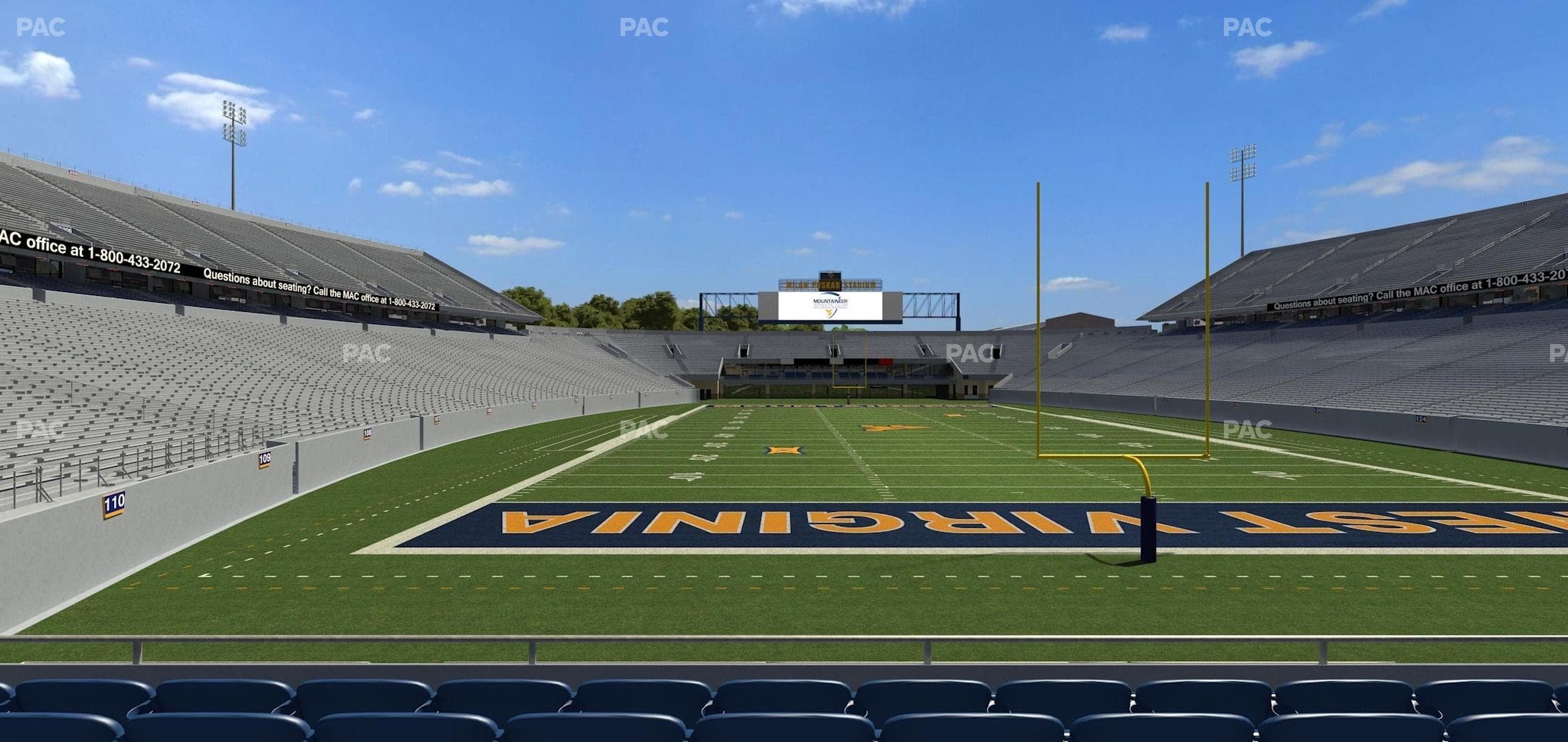 Mountaineer Field at Milan Puskar Stadium - Section Touchdown Terrace D Seat View