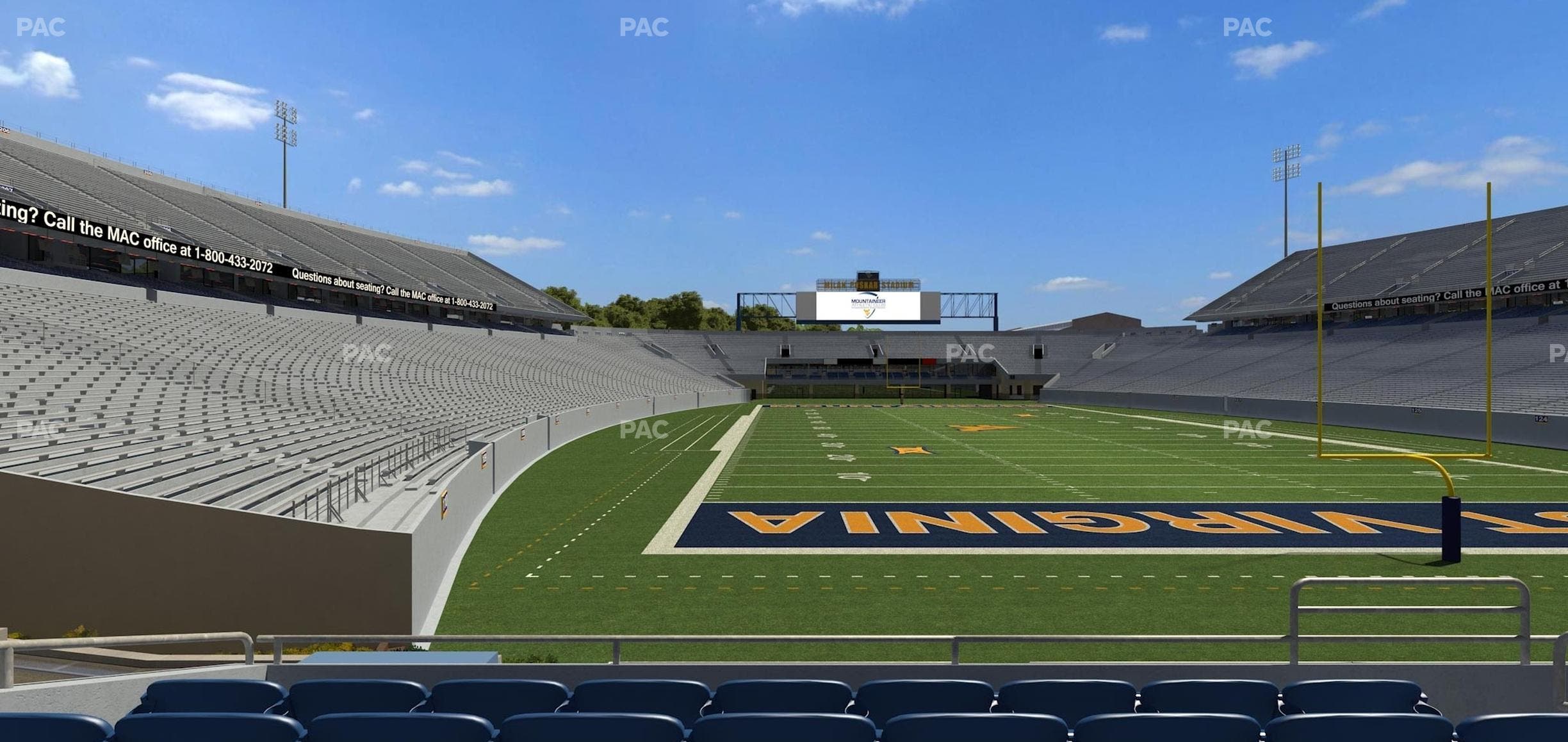 Mountaineer Field at Milan Puskar Stadium - Section Touchdown Terrace E Seat View