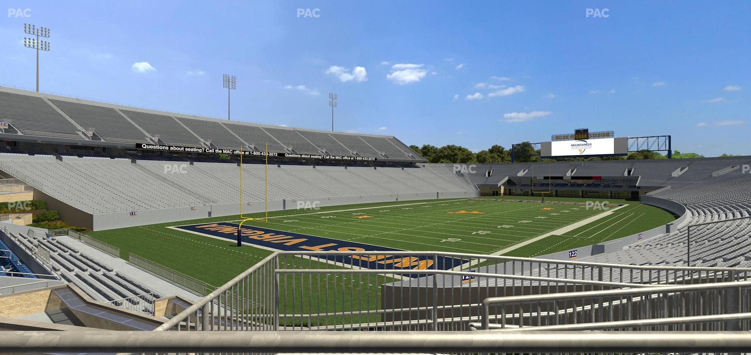 Mountaineer Field at Milan Puskar Stadium - Section Touchdown Terrace Wc Seat View