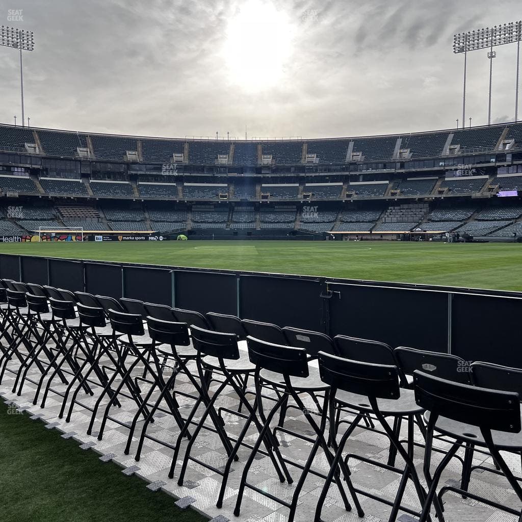 Oakland Coliseum - Section Field Club Sideline Seat View