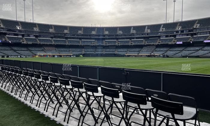 Oakland Coliseum - Section Field Club Sideline Seat View