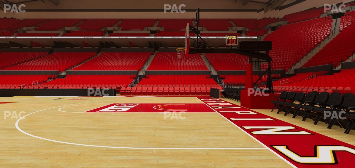 Xfinity Center - MD - Section Floor Sideline Seat View