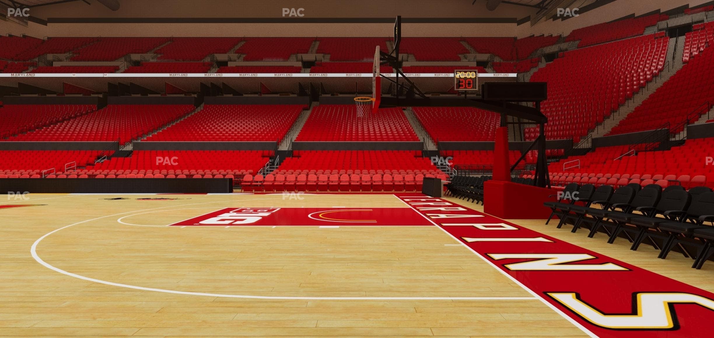 Xfinity Center - MD - Section Floor Sideline Seat View