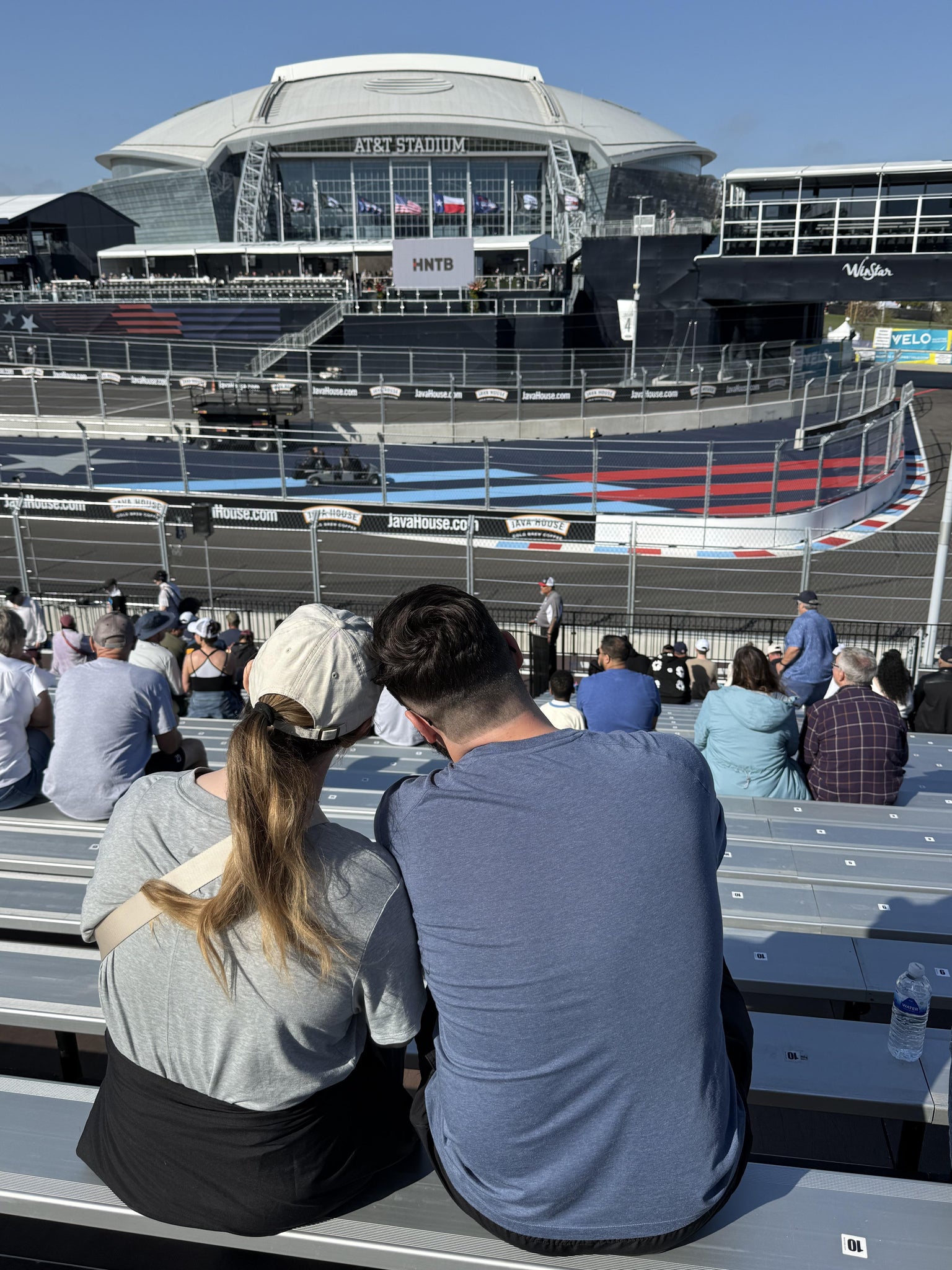 Real Fan View taken from PIT Lane Grandstand 1 Section B at AT&T Stadium by Stacy B