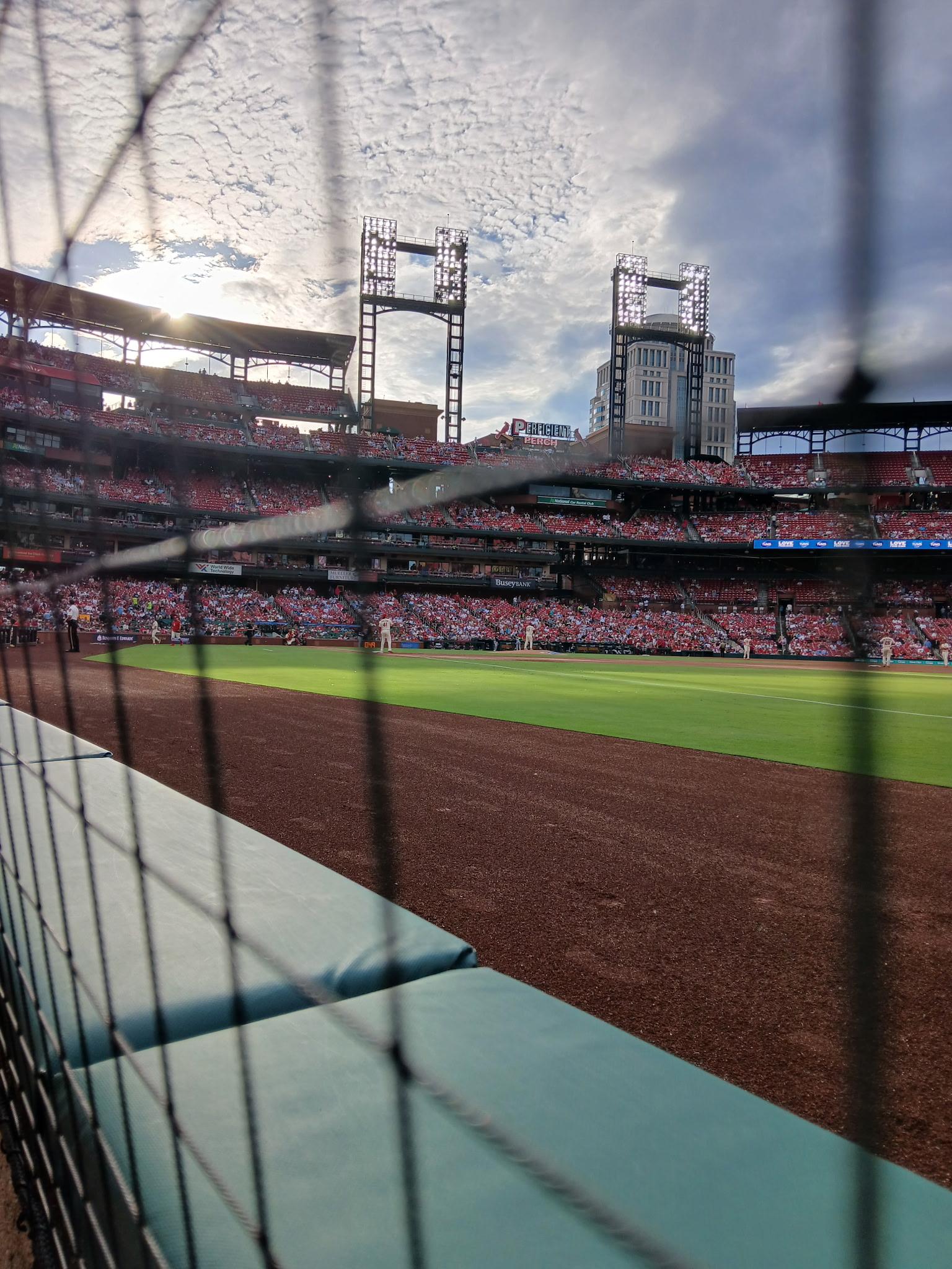 Real Fan View taken from Dugout Box 136 at Busch Stadium by Darla L