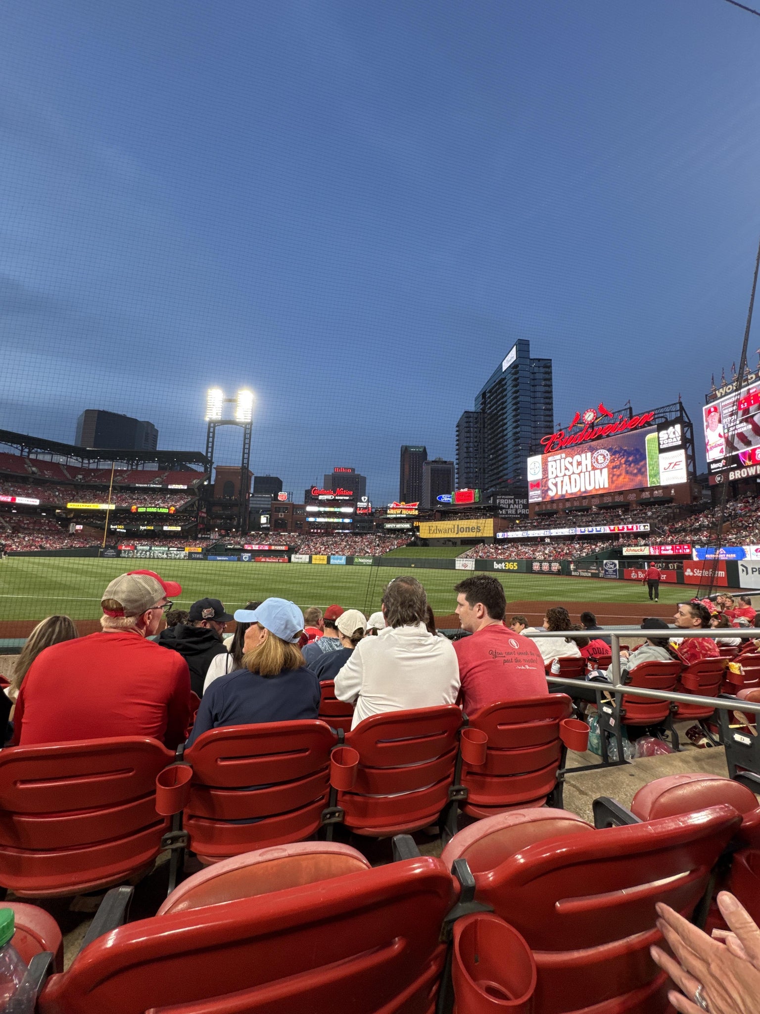 Real Fan View taken from Dugout Box 136 at Busch Stadium by Anonymous User