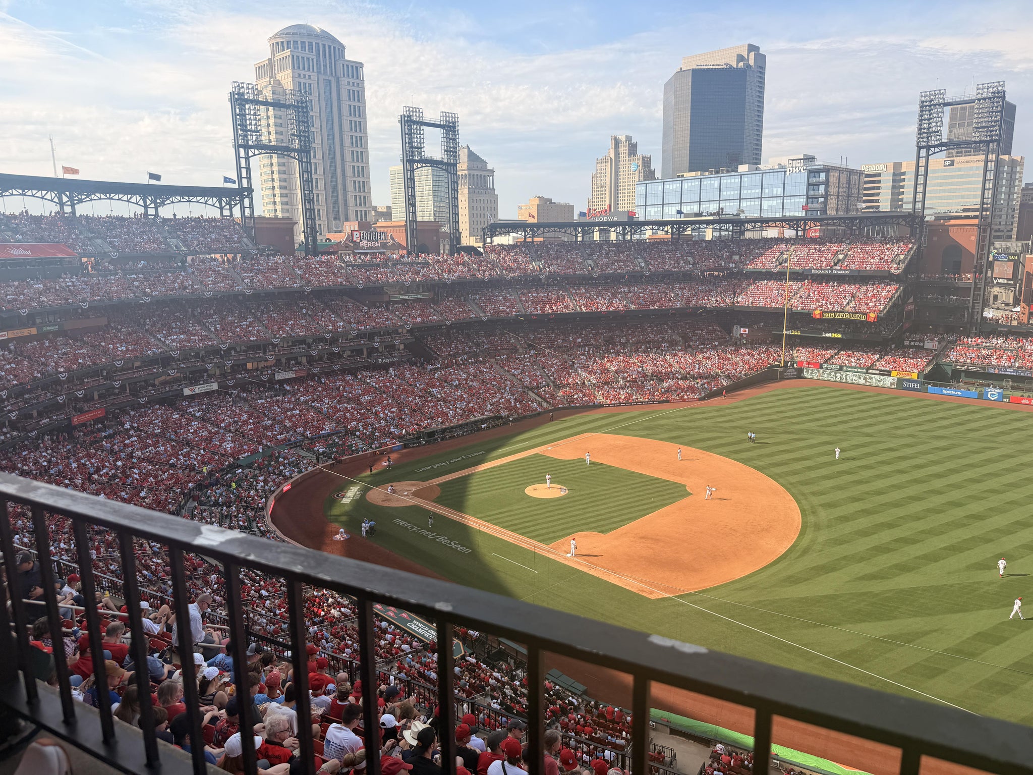 Real Fan View taken from First Base Terrace 439 at Busch Stadium by Emily S