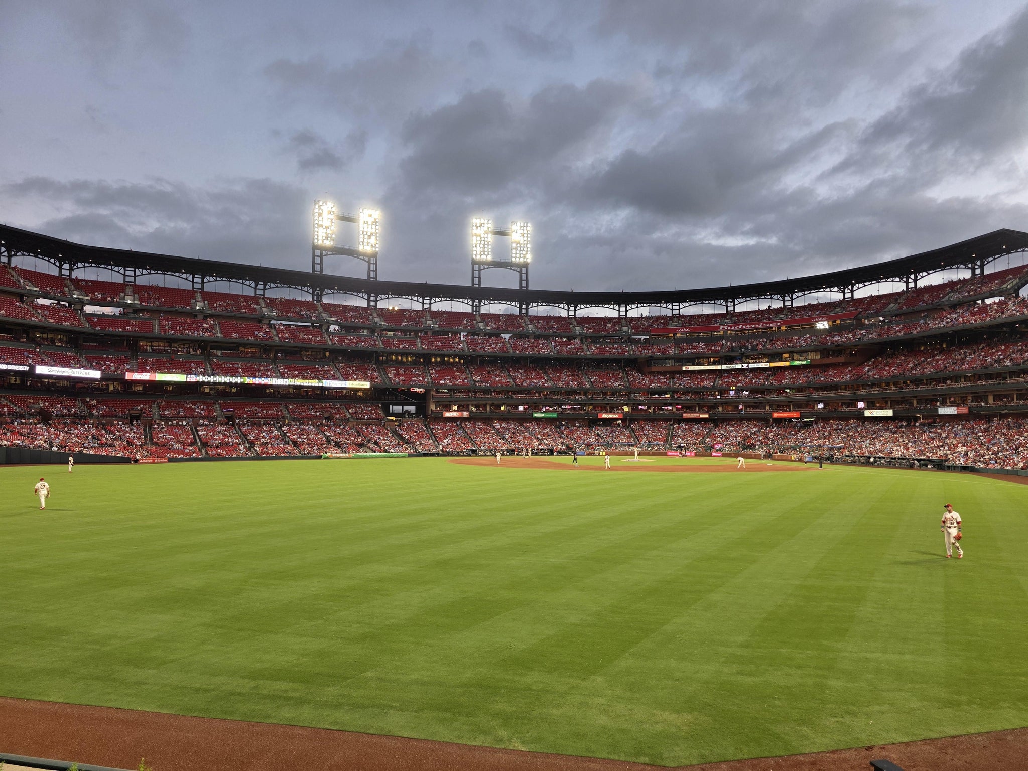 Real Fan View taken from Lower Left Field Bleachers 193 at Busch Stadium by Carri C