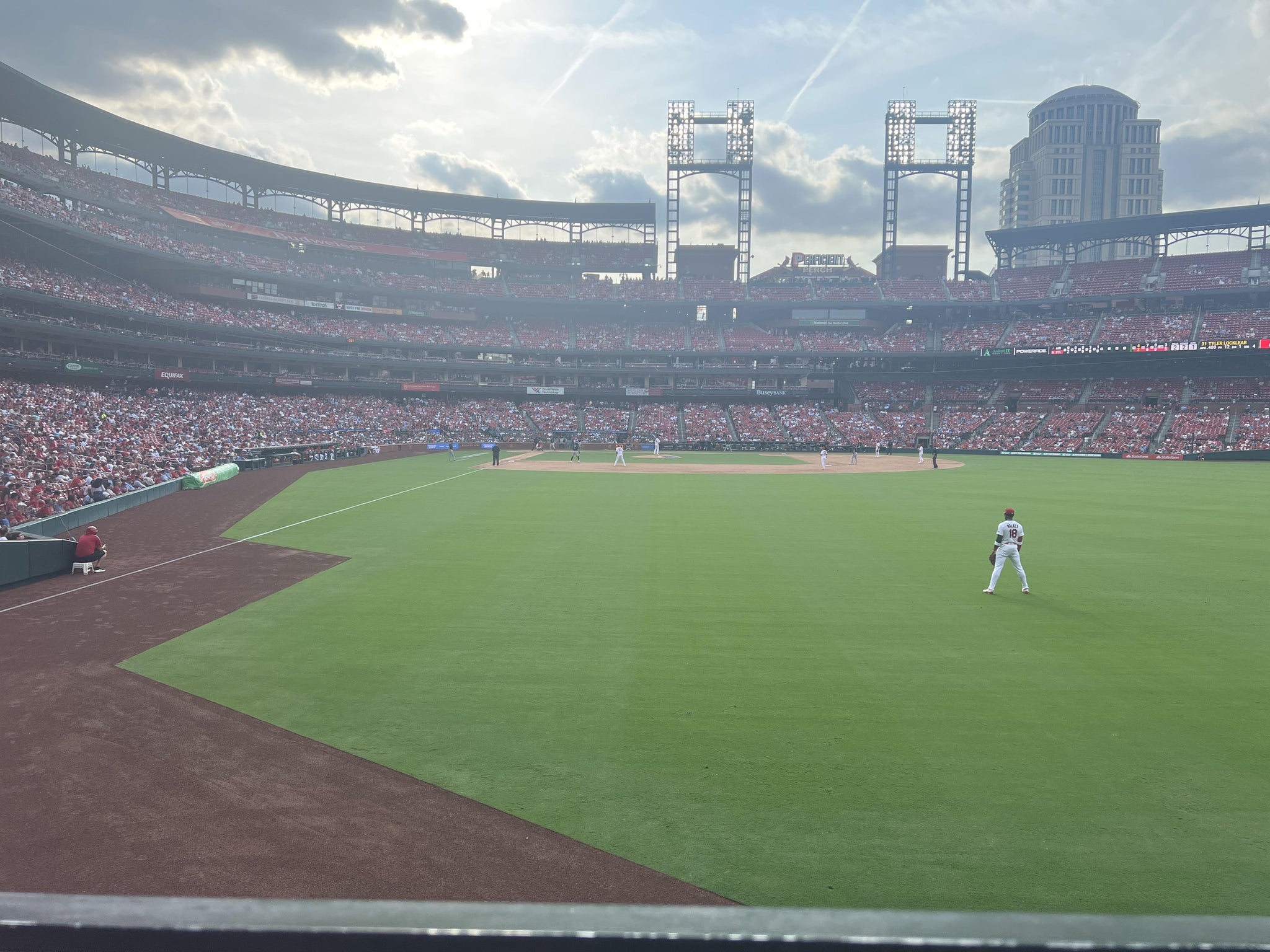Real Fan View taken from Lower Right Field Box 128 at Busch Stadium by John M