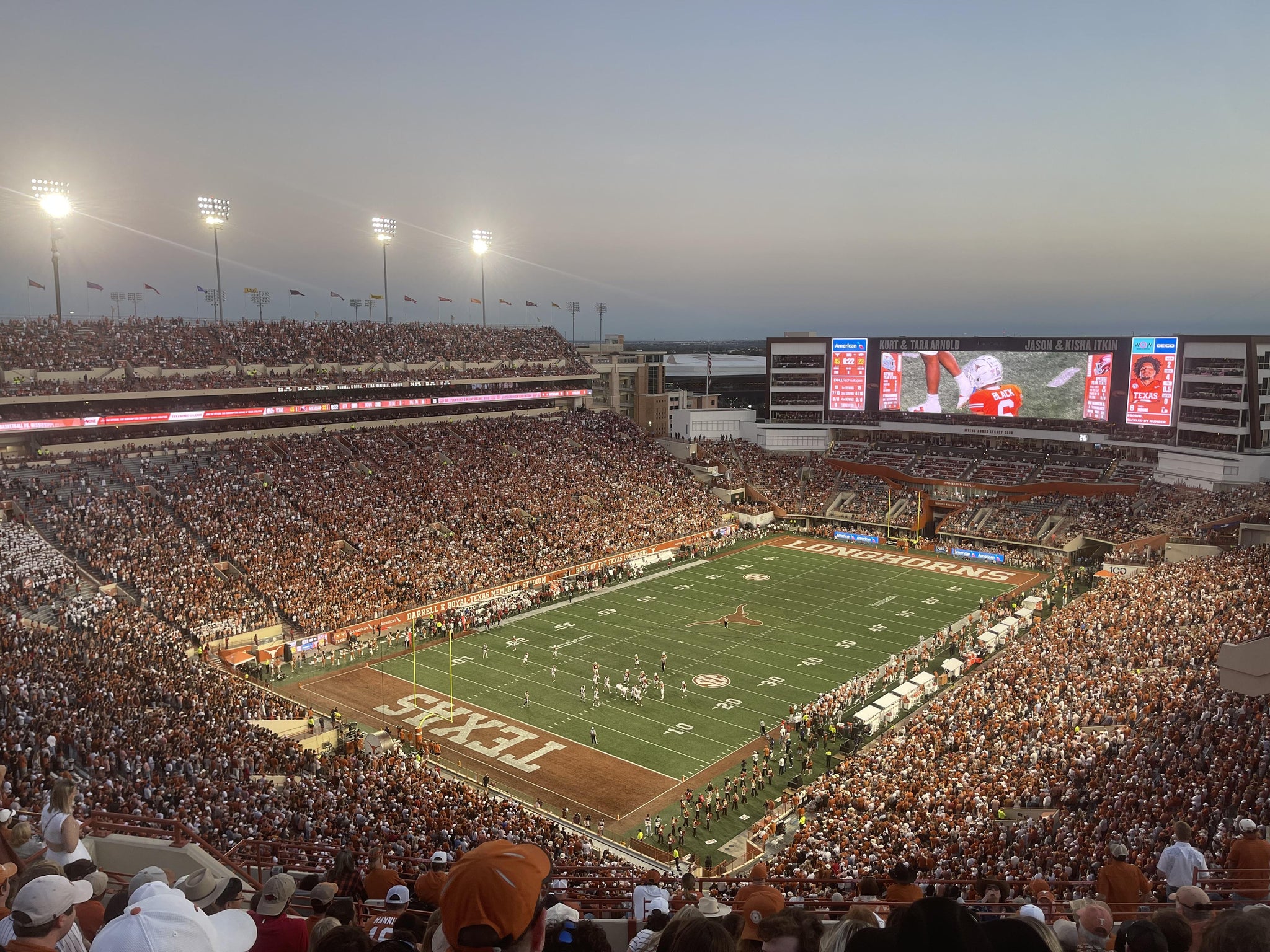 Real Fan View taken from Section 111 at Darrell K Royal - Texas Memorial Stadium by Juan C