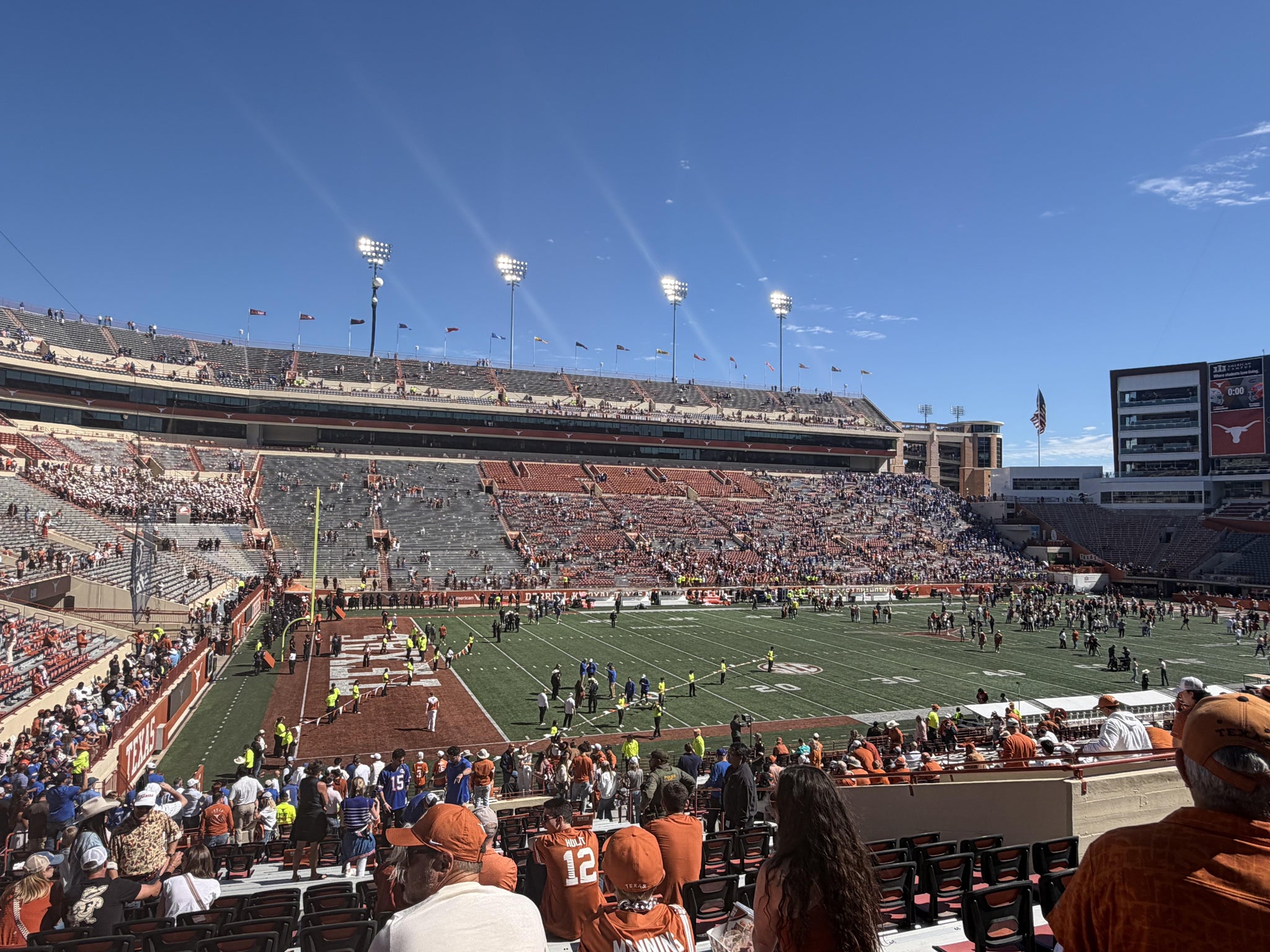 Real Fan View taken from Longhorn Lounge 18 at Darrell K Royal - Texas Memorial Stadium by James S