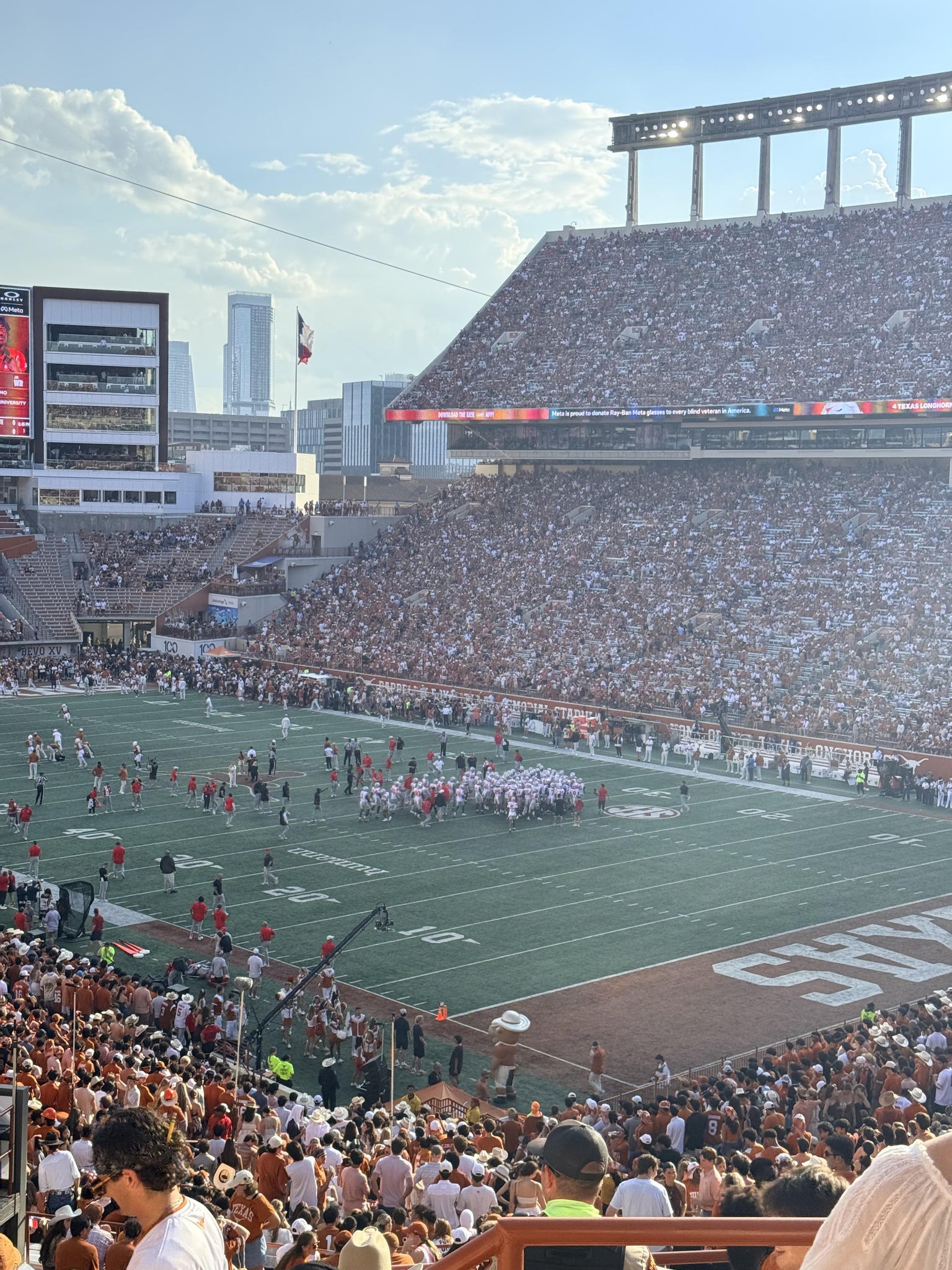 Real Fan View taken from Longhorn Lounge 19 at Darrell K Royal - Texas Memorial Stadium by Matthew R