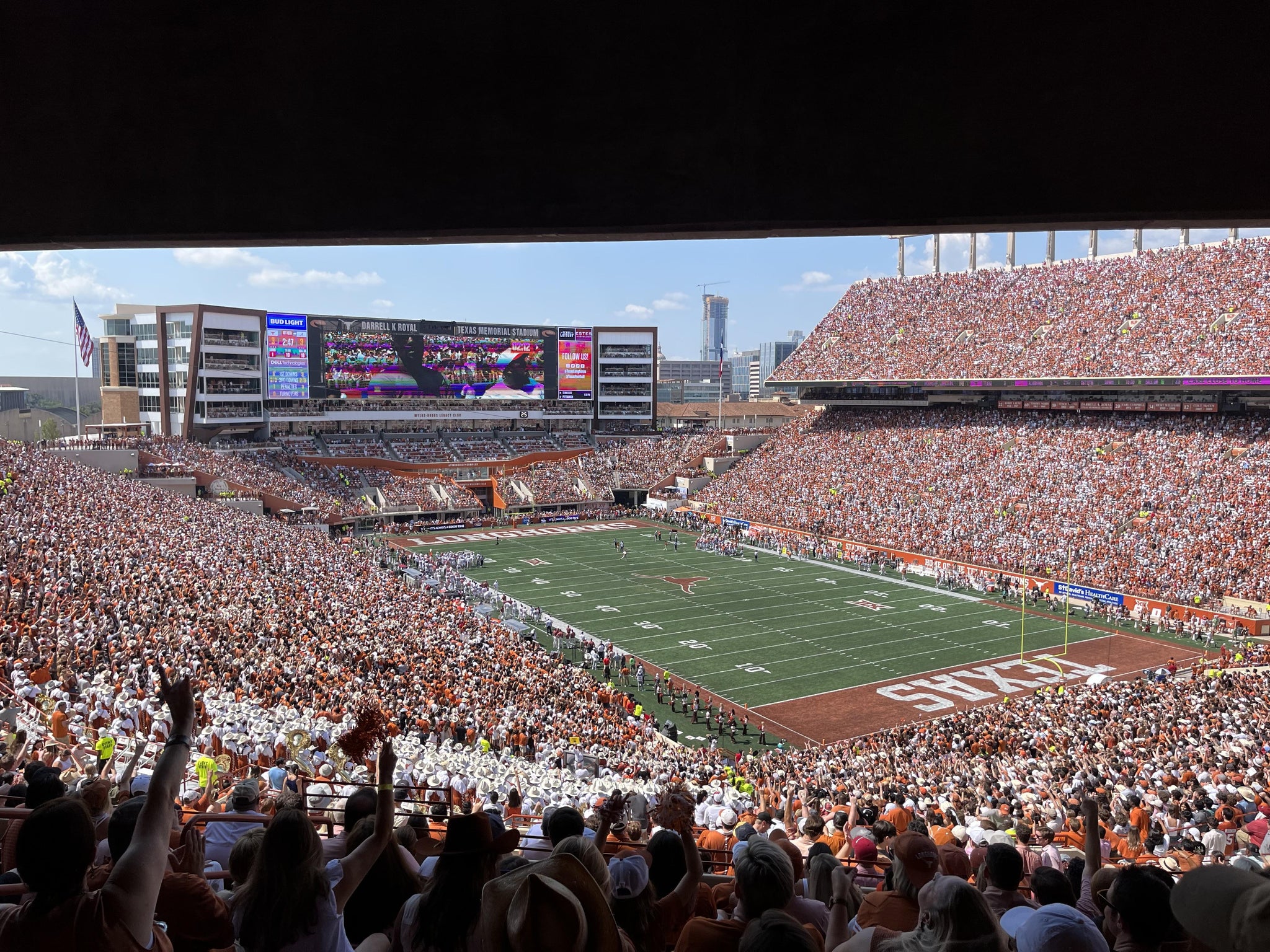 Real Fan View taken from Touchdown Club 19 C at Darrell K Royal - Texas Memorial Stadium by Jess L