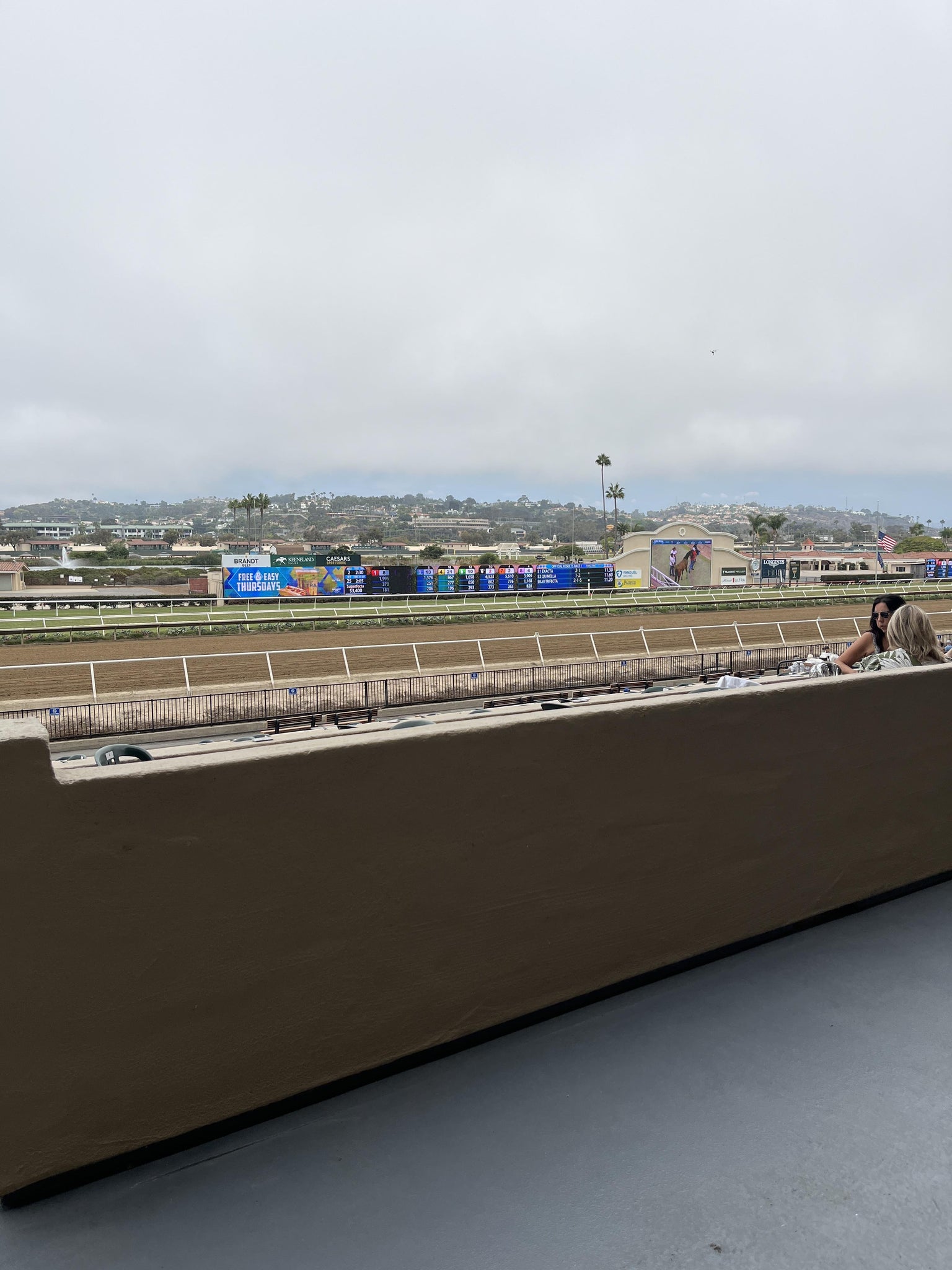 Real Fan View taken from Stretch RUN Grill W LVL 1 TBL 217 at Del Mar Thoroughbred Club by Donald C