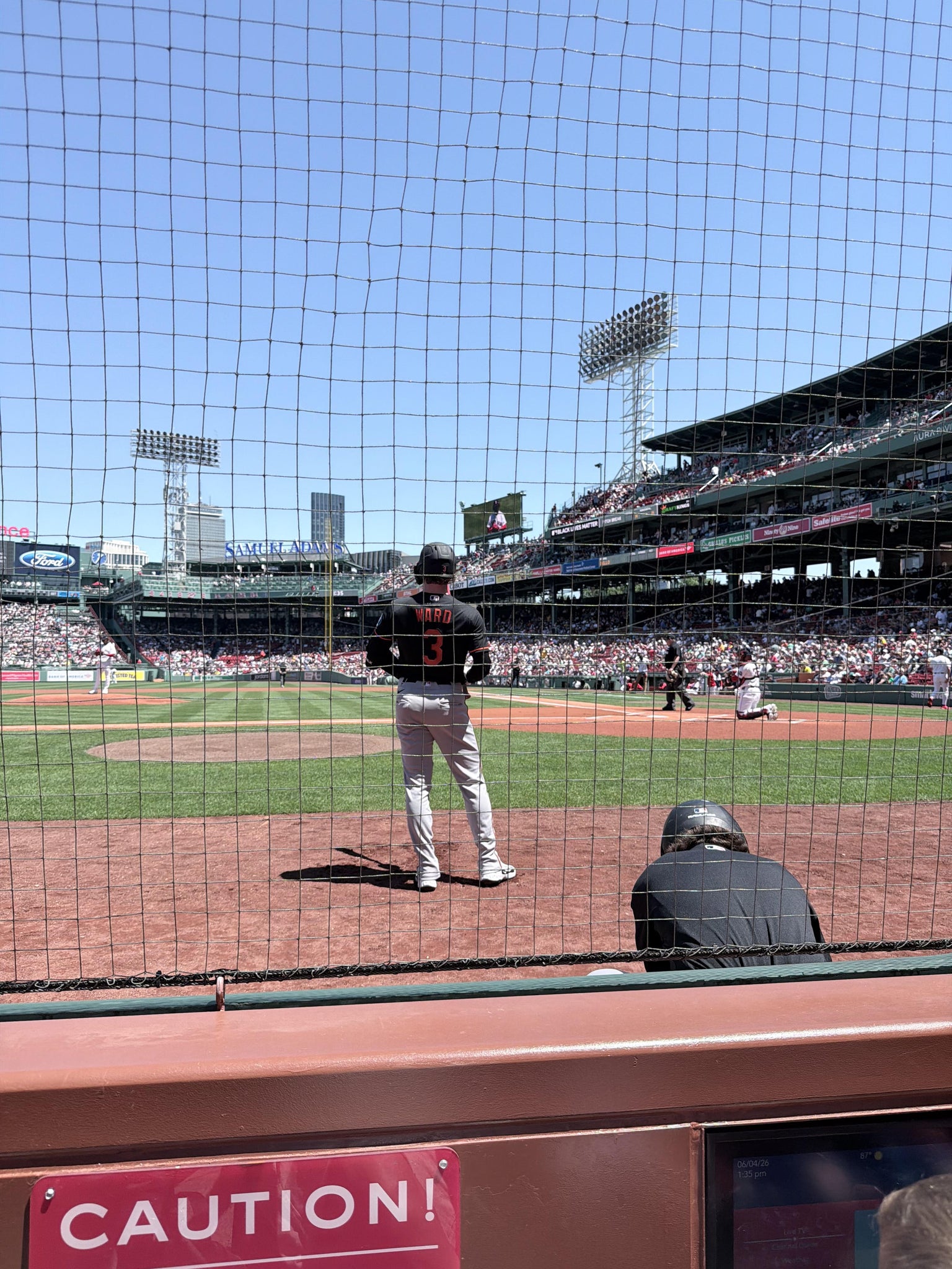 Real Fan View taken from Dugout Box 55 at Fenway Park by Anonymous User
