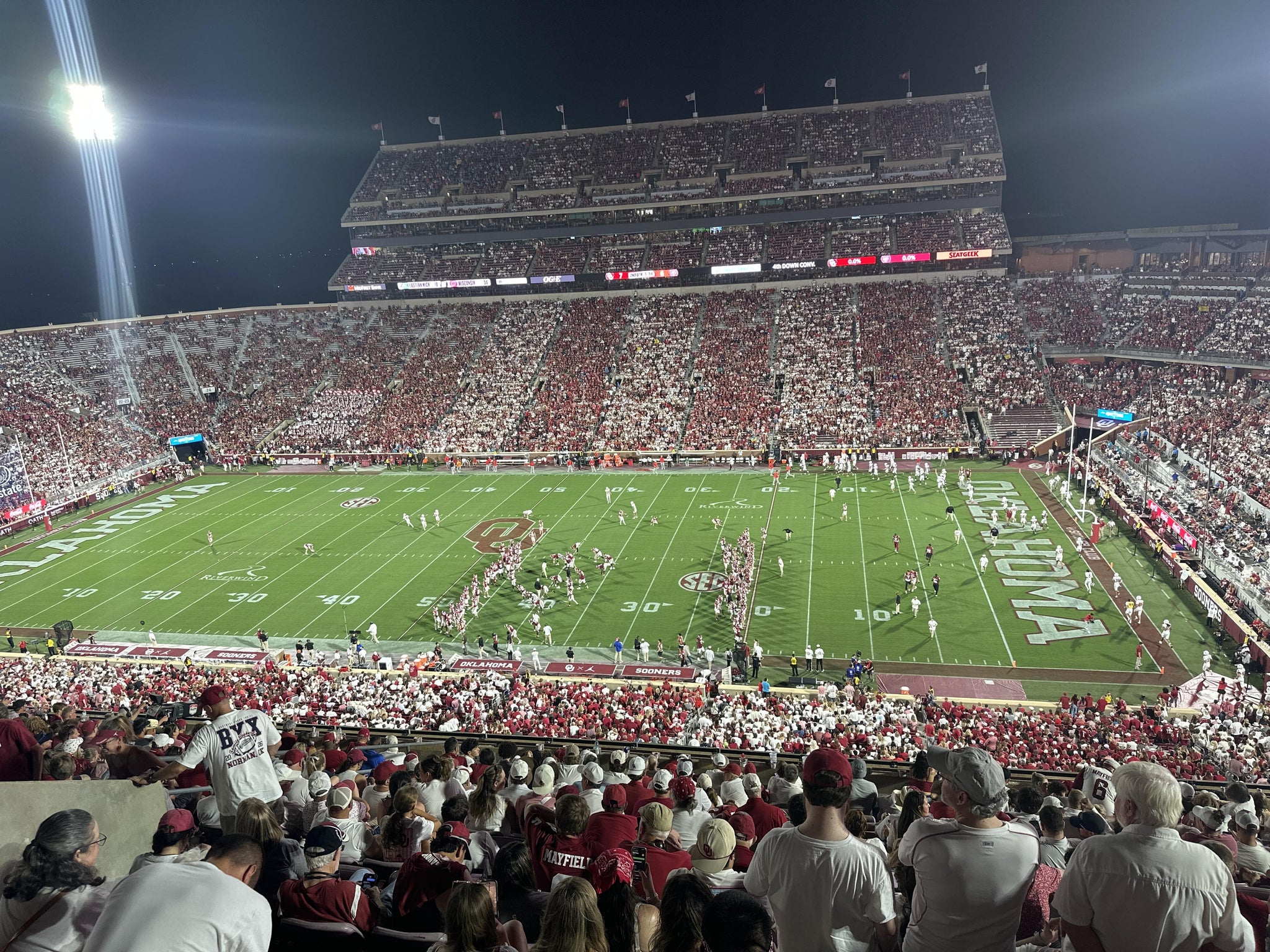 Real Fan View taken from Section 103 at Gaylord Family Oklahoma Memorial Stadium by Malcolm T