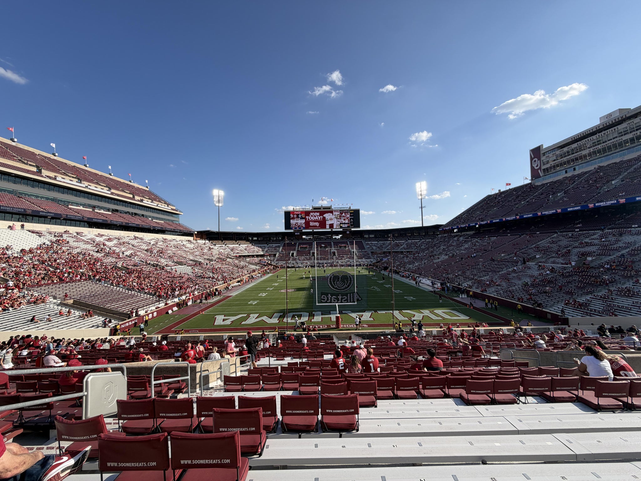 Real Fan View taken from Section 18 at Gaylord Family Oklahoma Memorial Stadium by Sarah H