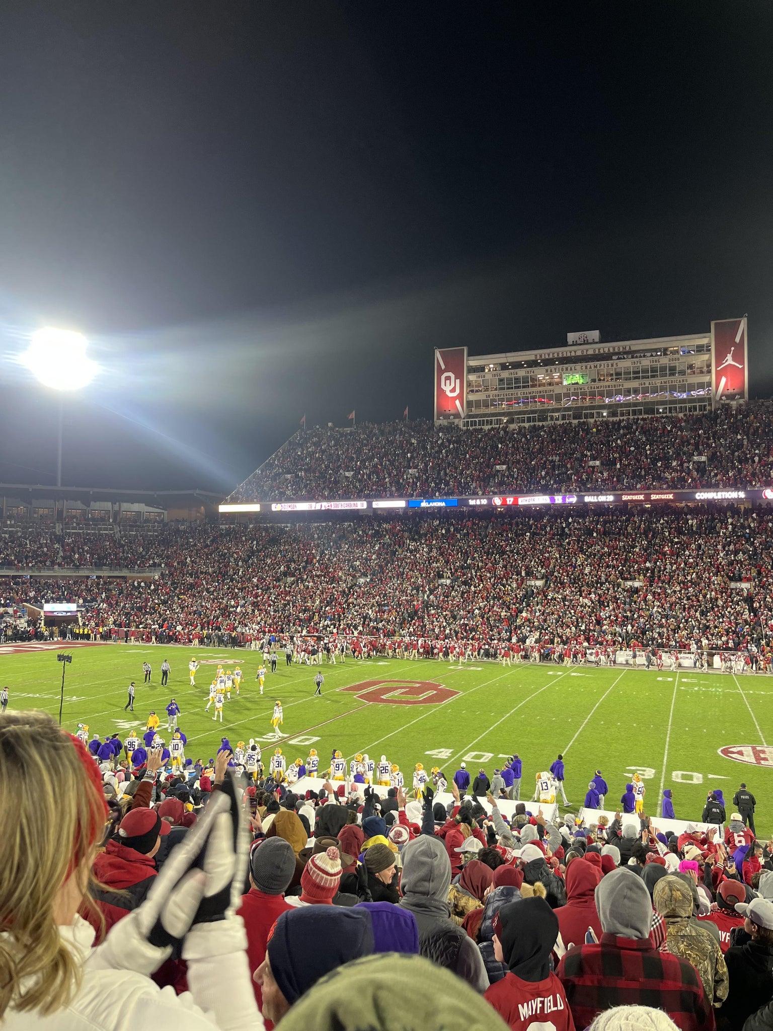 Real Fan View taken from Section 29 at Gaylord Family Oklahoma Memorial Stadium by Garret J