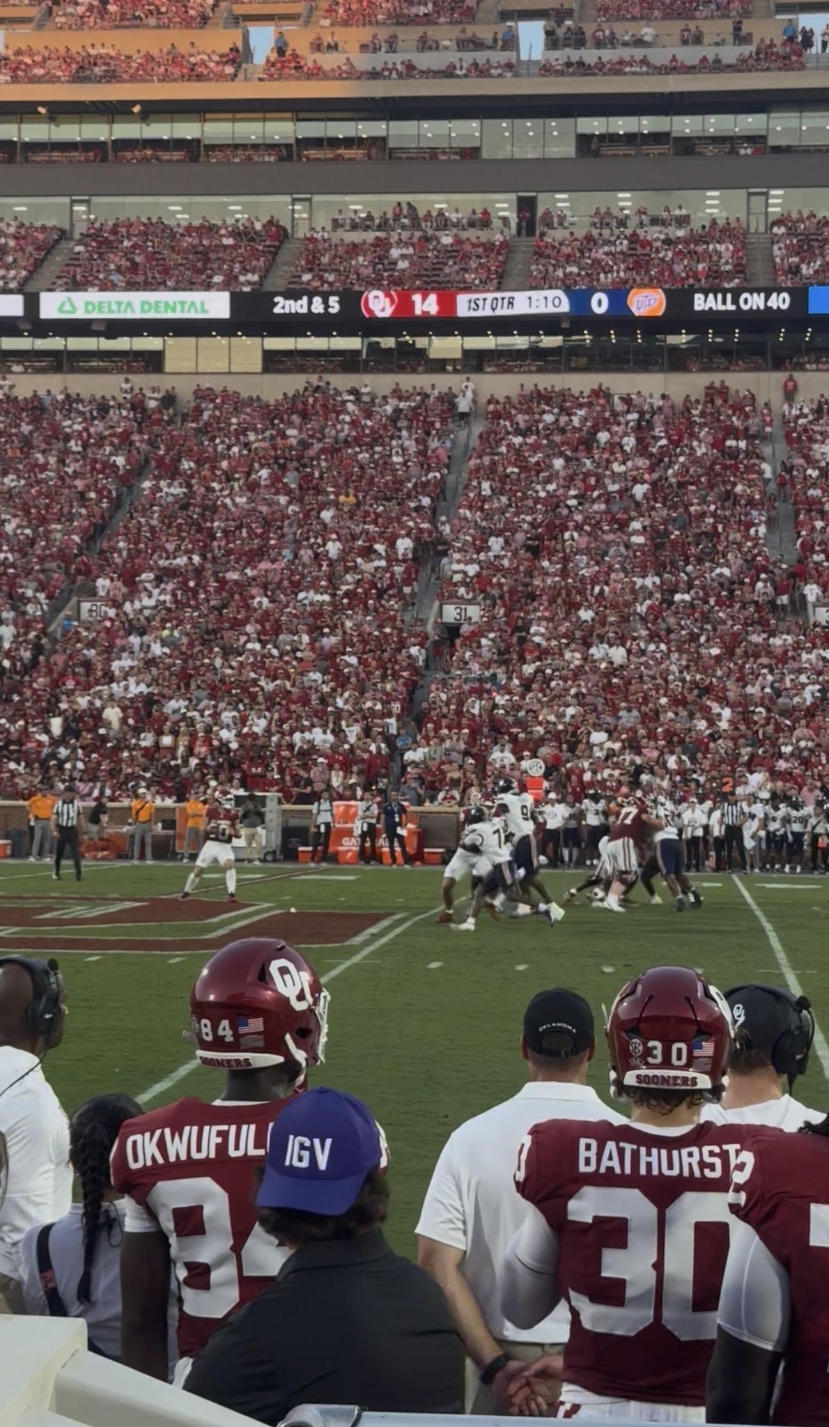 Real Fan View taken from Section 5 at Gaylord Family Oklahoma Memorial Stadium by Stephen S