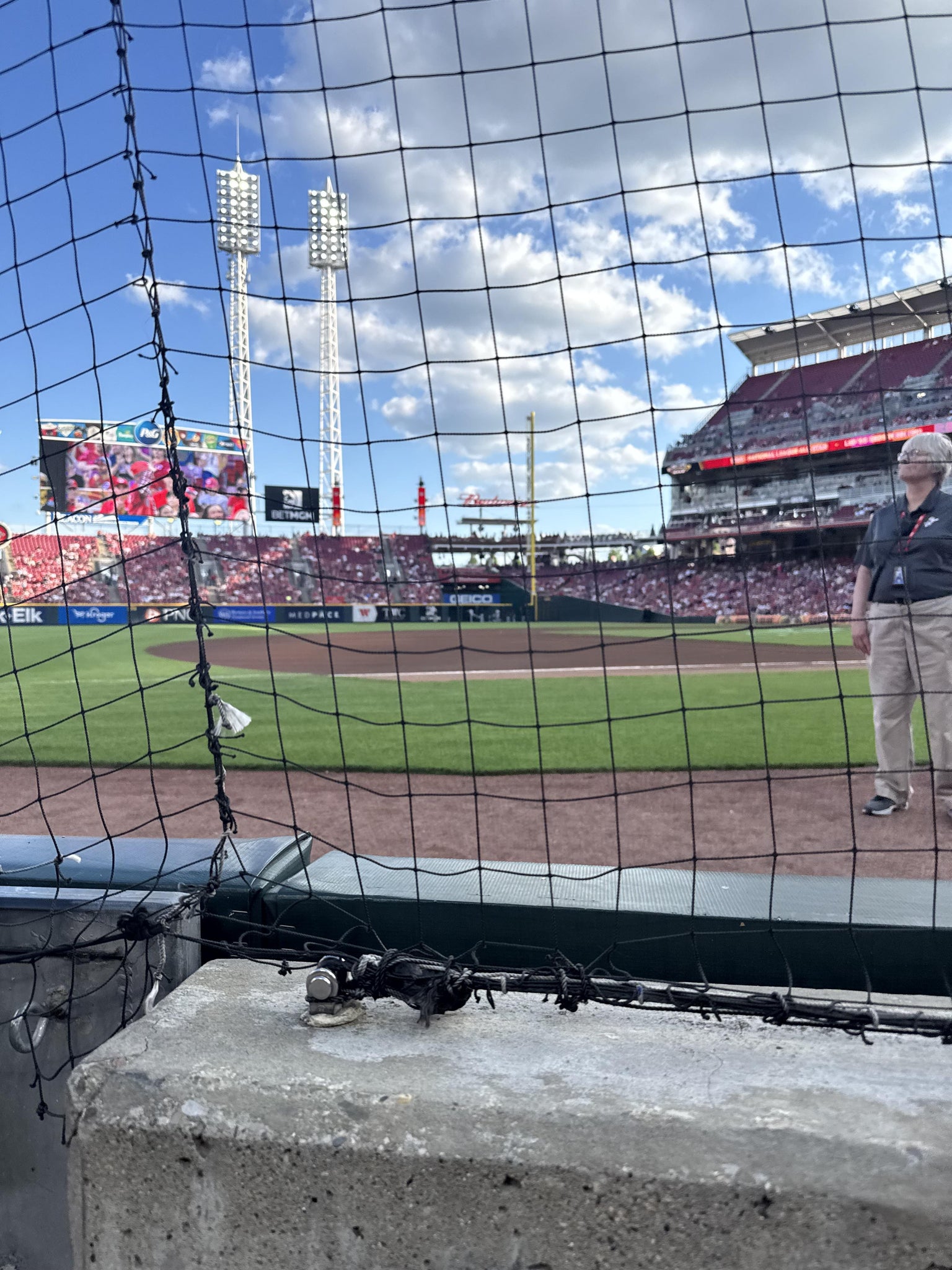 Real Fan View taken from Dugout Box 114 at Great American Ball Park by James  B