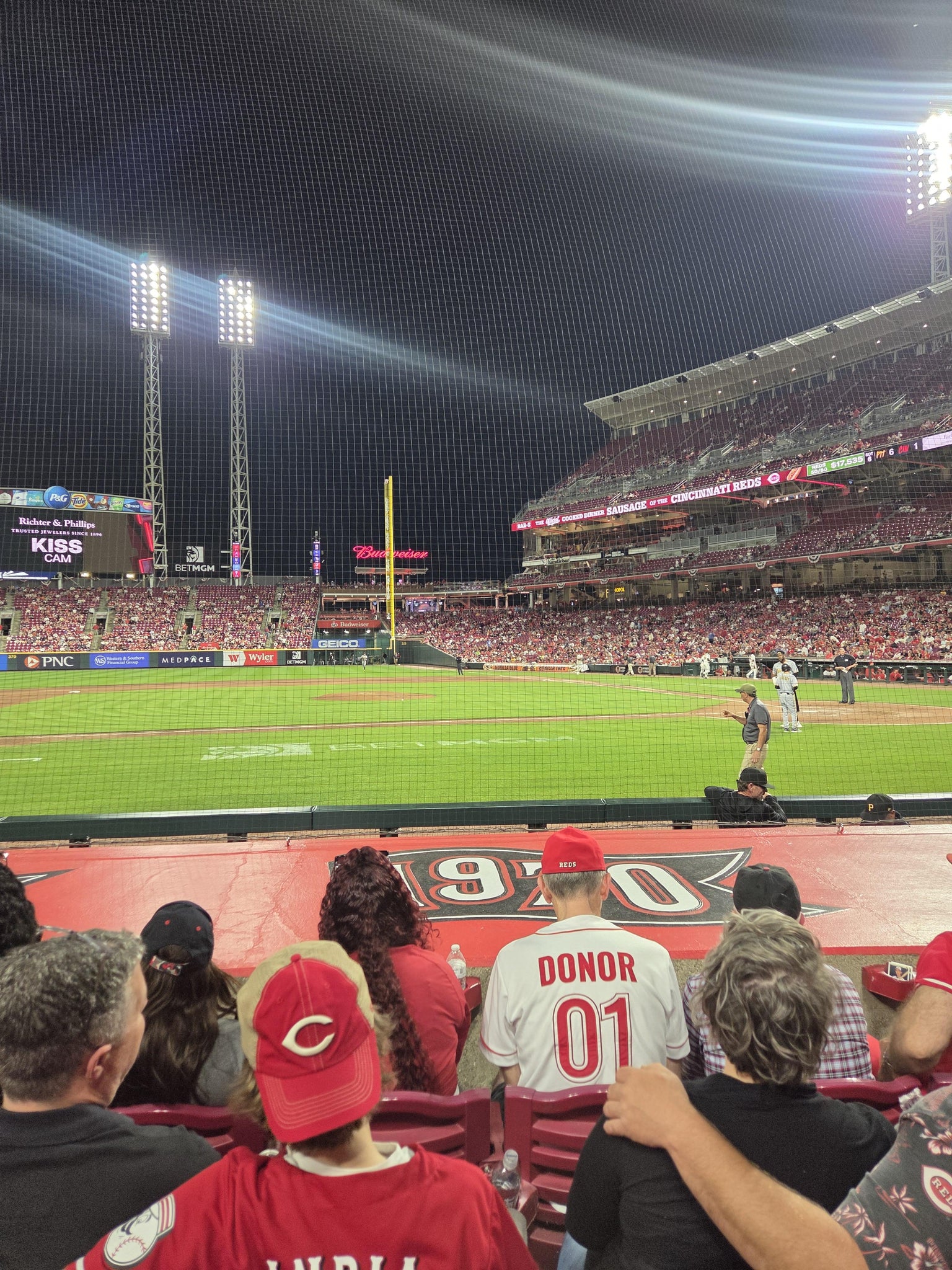Real Fan View taken from Dugout Box 117 at Great American Ball Park by Melissa T