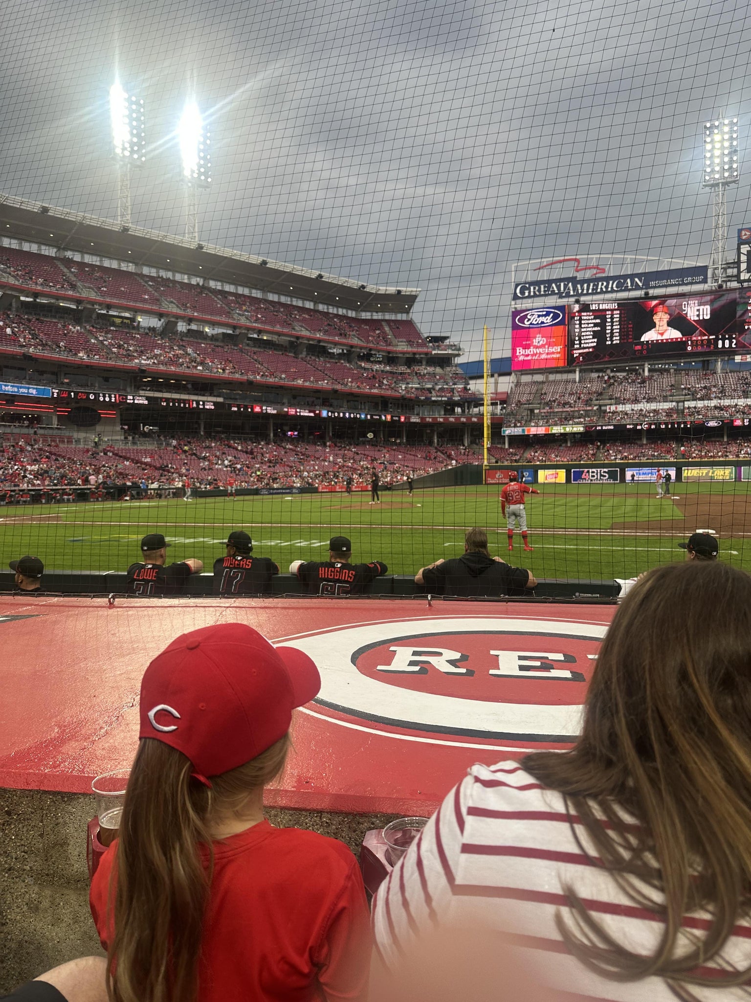 Real Fan View taken from Dugout Box 130 at Great American Ball Park by John T
