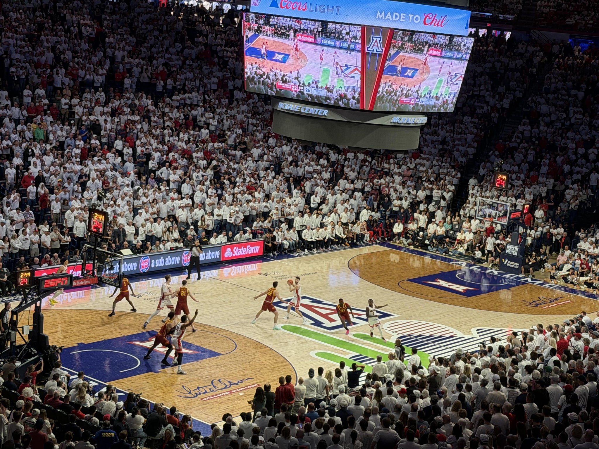 Real Fan View taken from Upper 117 at McKale Center by Anonymous User
