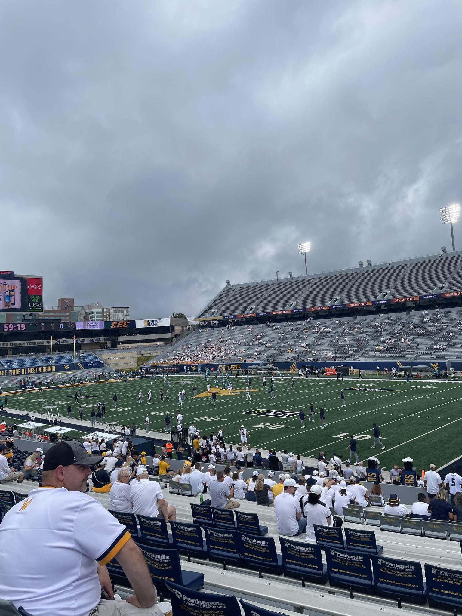 Real Fan View taken from Section 129 at Mountaineer Field at Milan Puskar Stadium by Wade N