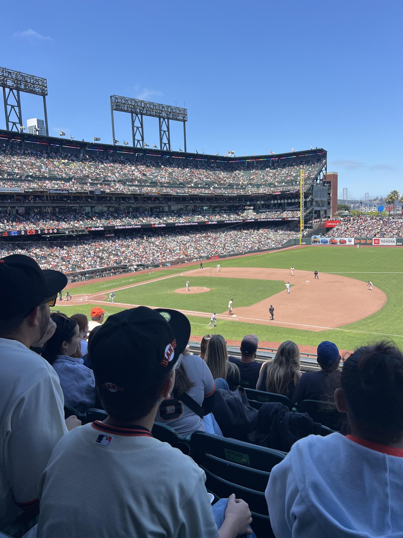 Vue réelle des fans prise de la Club Level 205 au site Oracle Park par Amy S