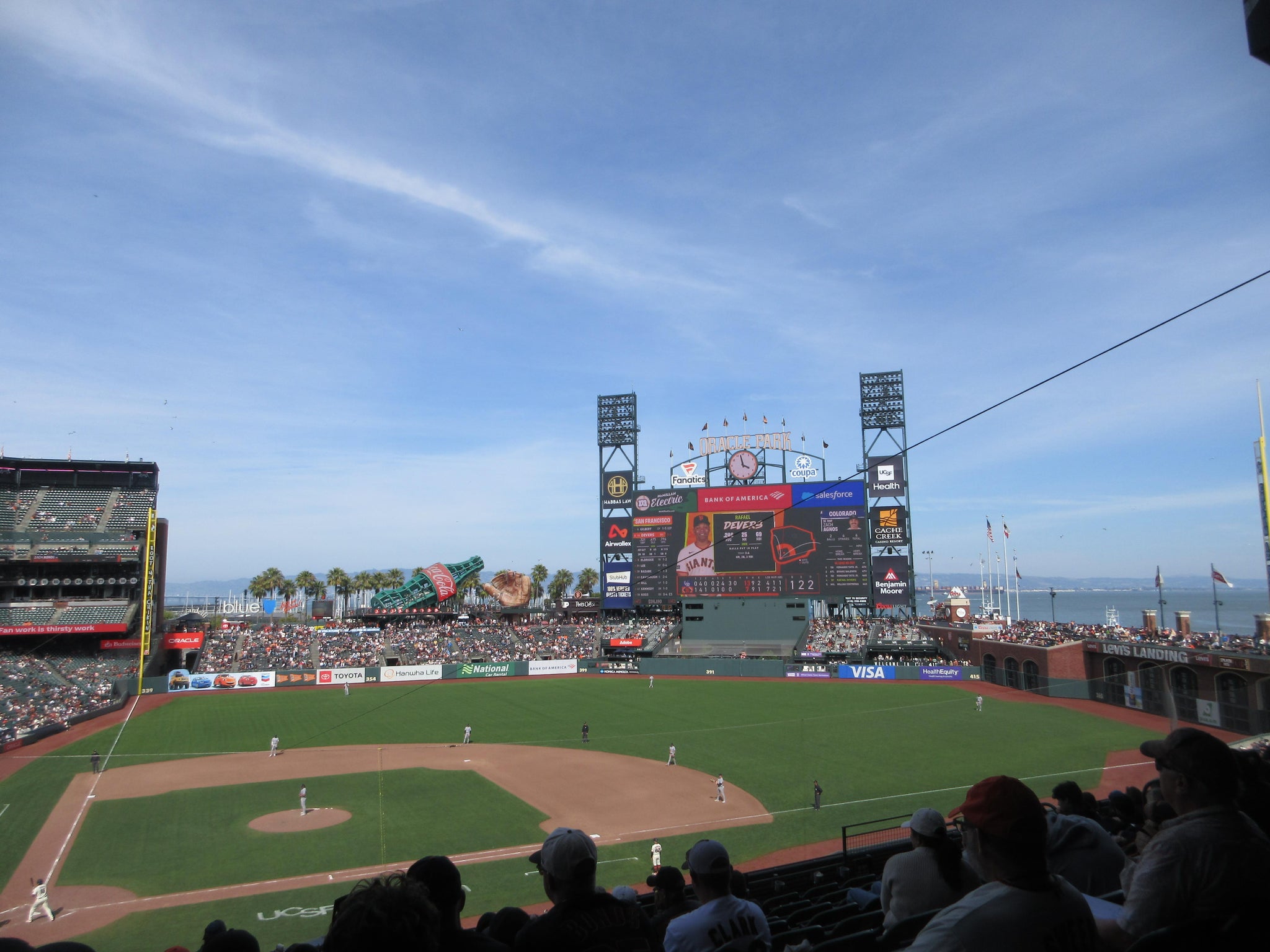 Vue réelle des fans prise de la Club Level 210 au site Oracle Park par Andy K