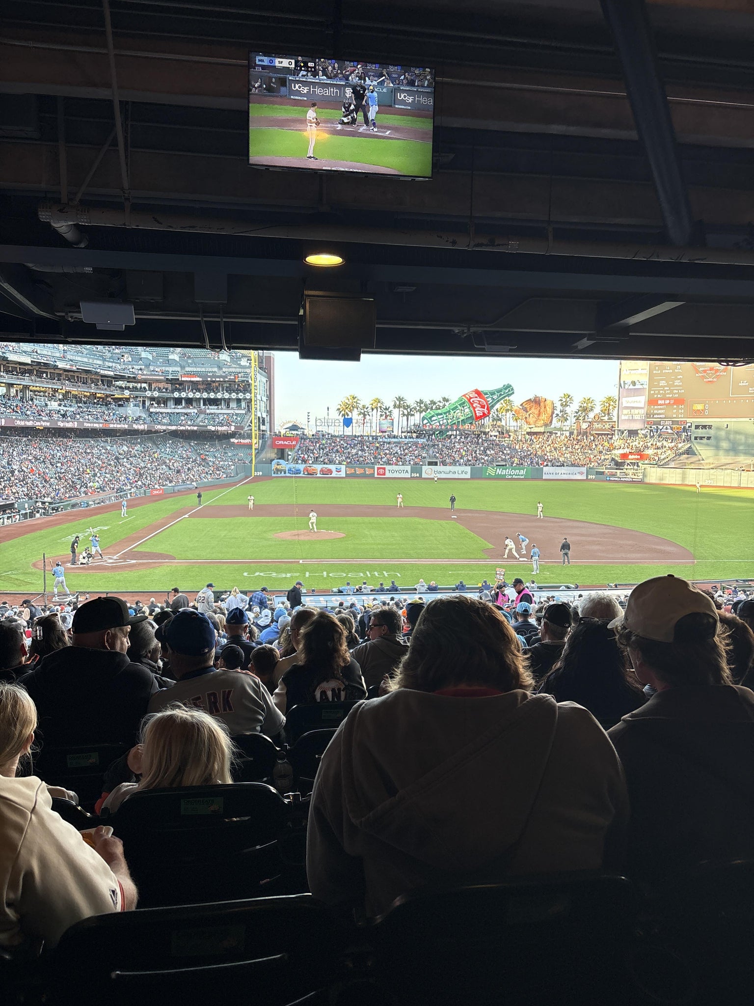 Vue réelle des fans prise de la Lower Box 109 au site Oracle Park par Robert M