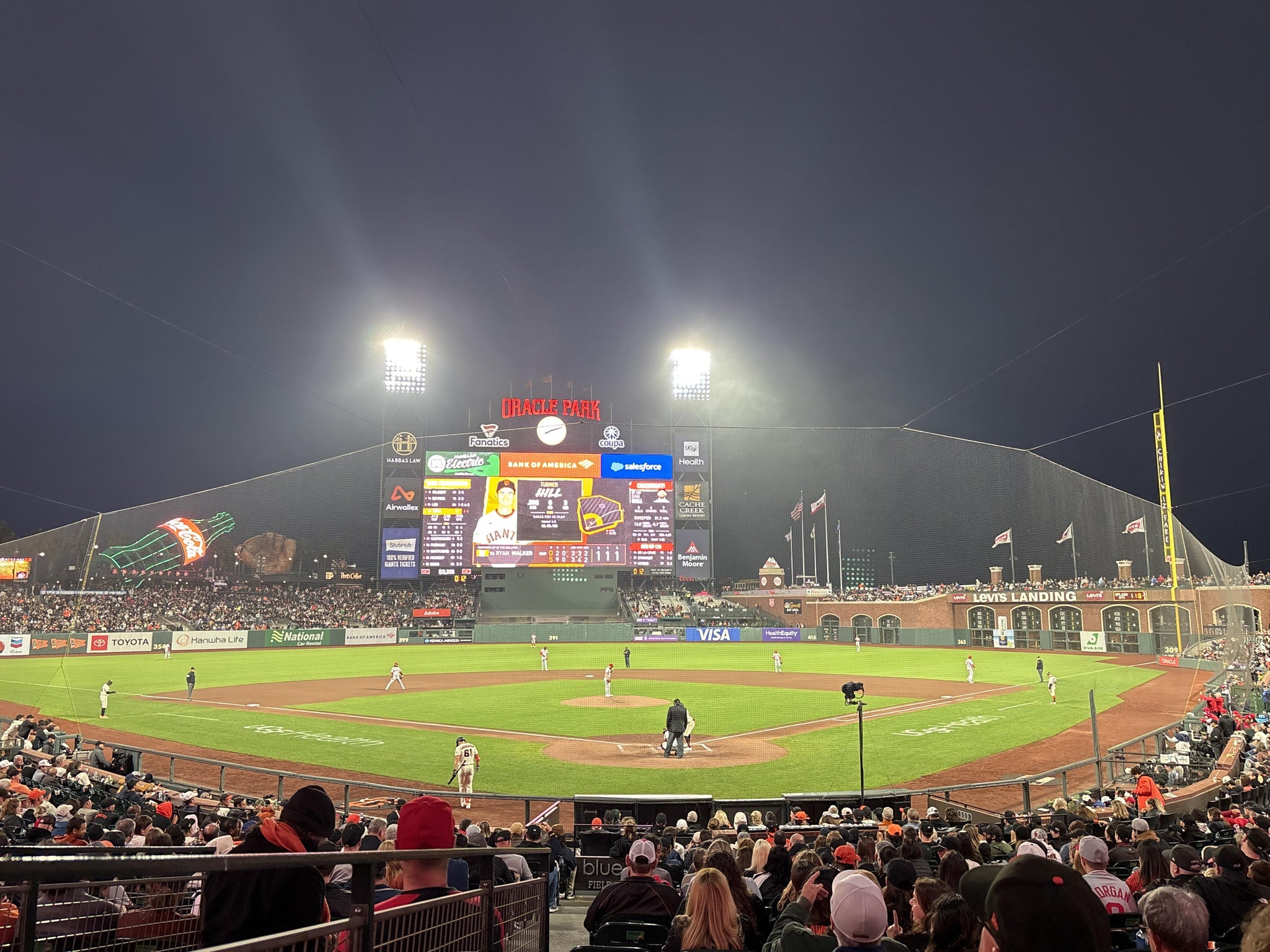 Vue réelle des fans prise de la Premium Lower Box 116 au site Oracle Park par Taylore M