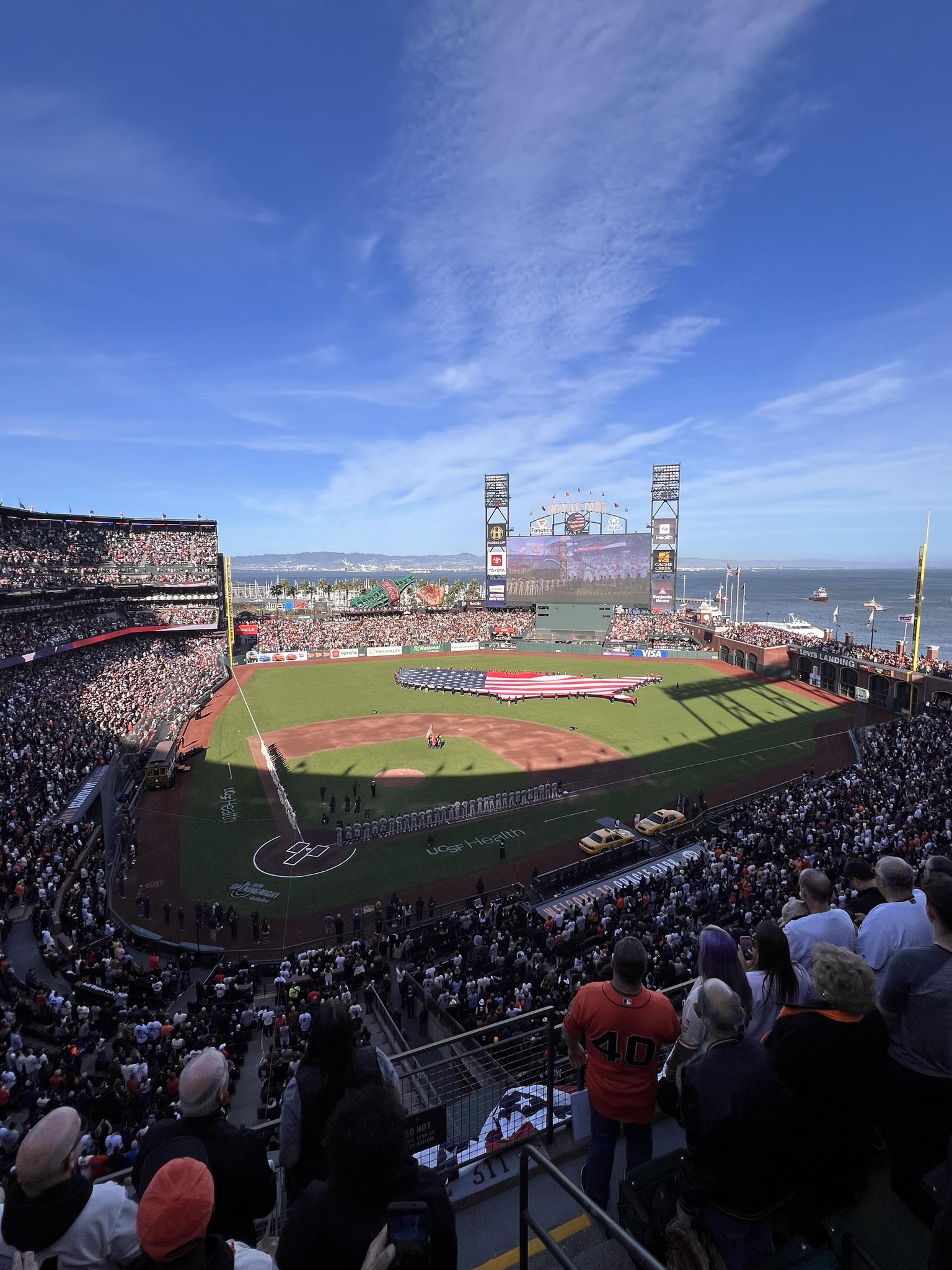 Vue réelle des fans prise de la View Box 312 au site Oracle Park par Damien A