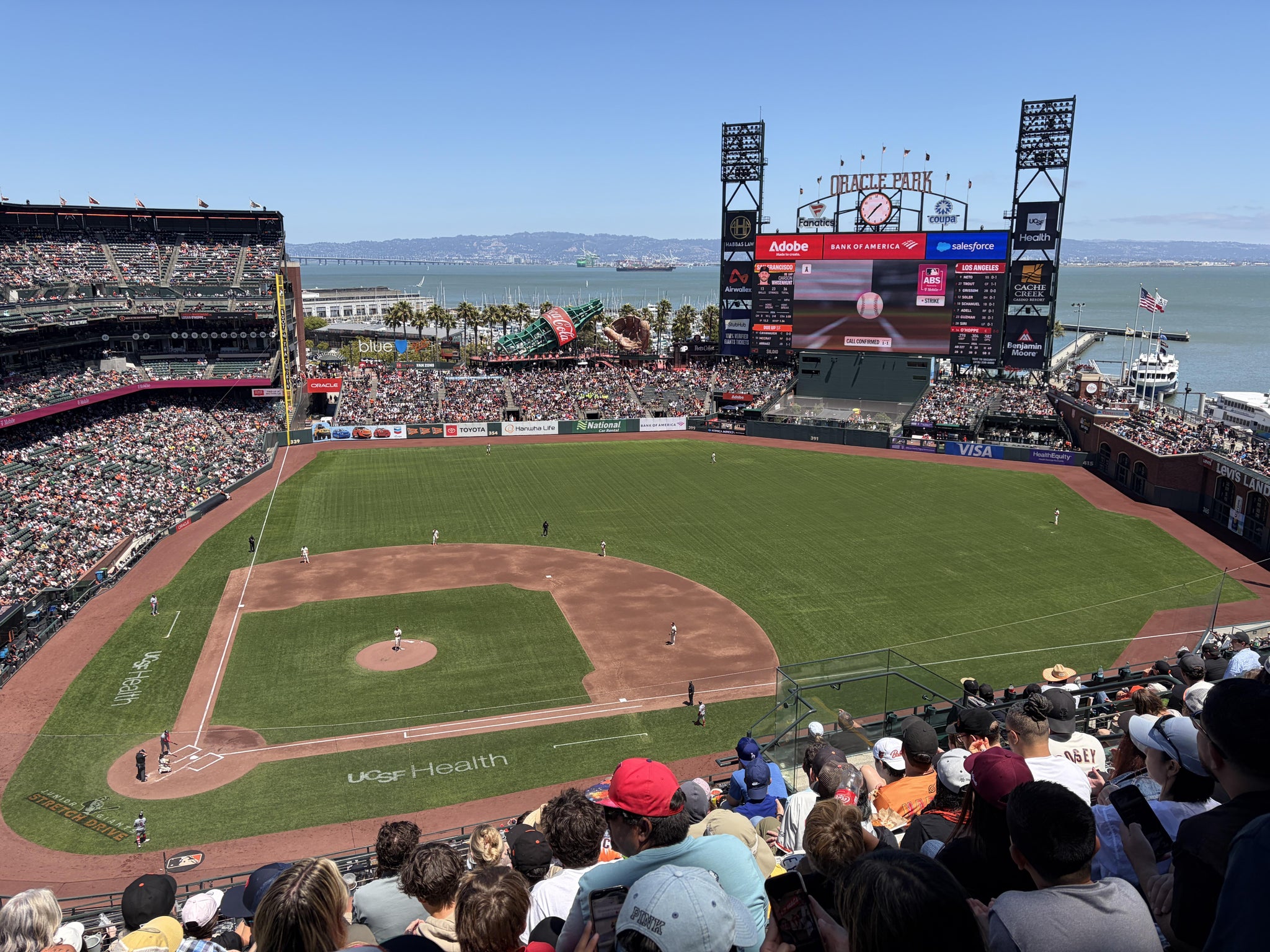 Vue réelle des fans prise de la View Reserved 310 au site Oracle Park par Sean L