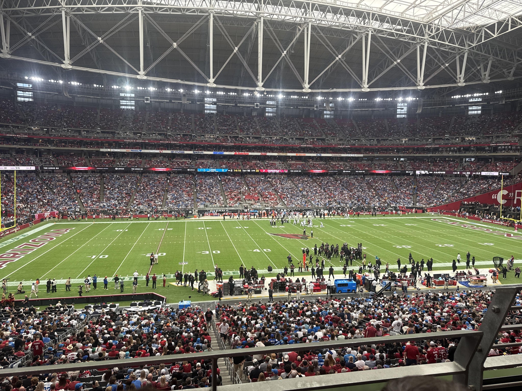 Real Fan View taken from Section 214 at State Farm Stadium by Jim B