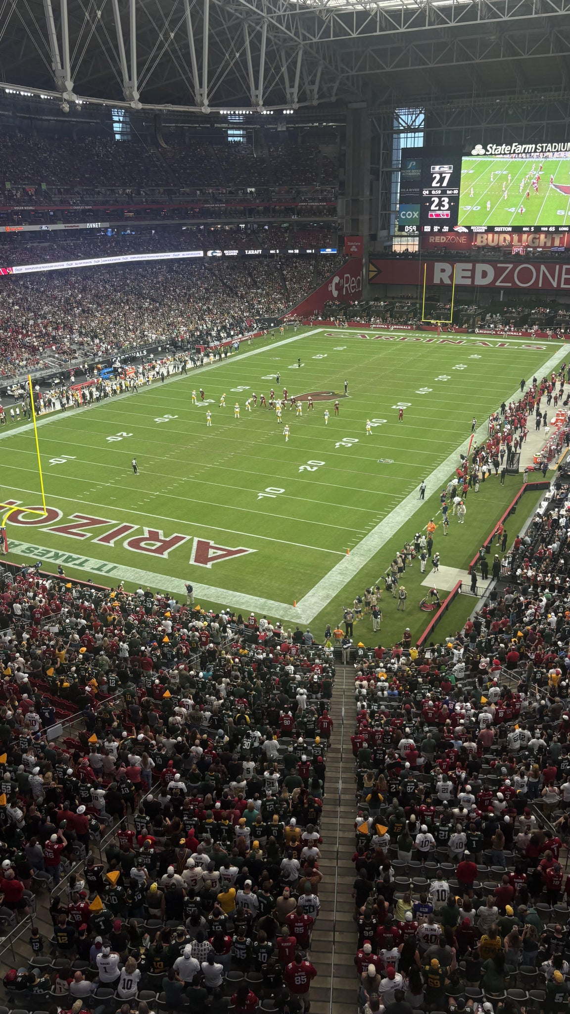 Real Fan View taken from Ring Of Honor 424 at State Farm Stadium by Elaine G