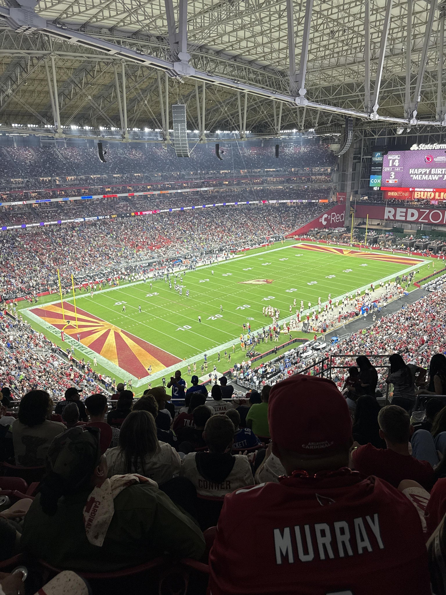 Real Fan View taken from Terrace 421 at State Farm Stadium by Katalina P