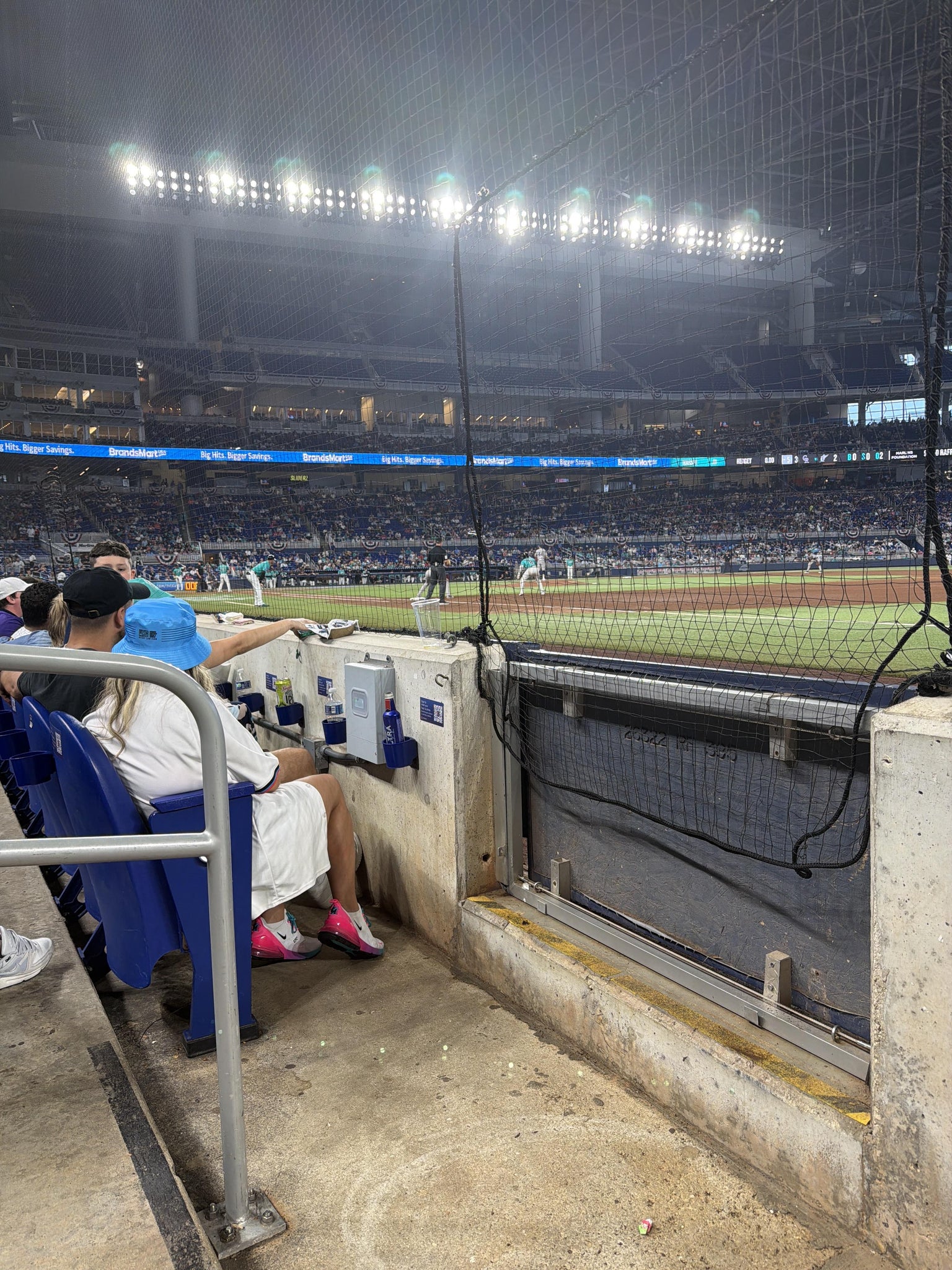 Real Fan View taken from 1ST Base Dugout Club Field Level 1 at loanDepot park by Carlos G