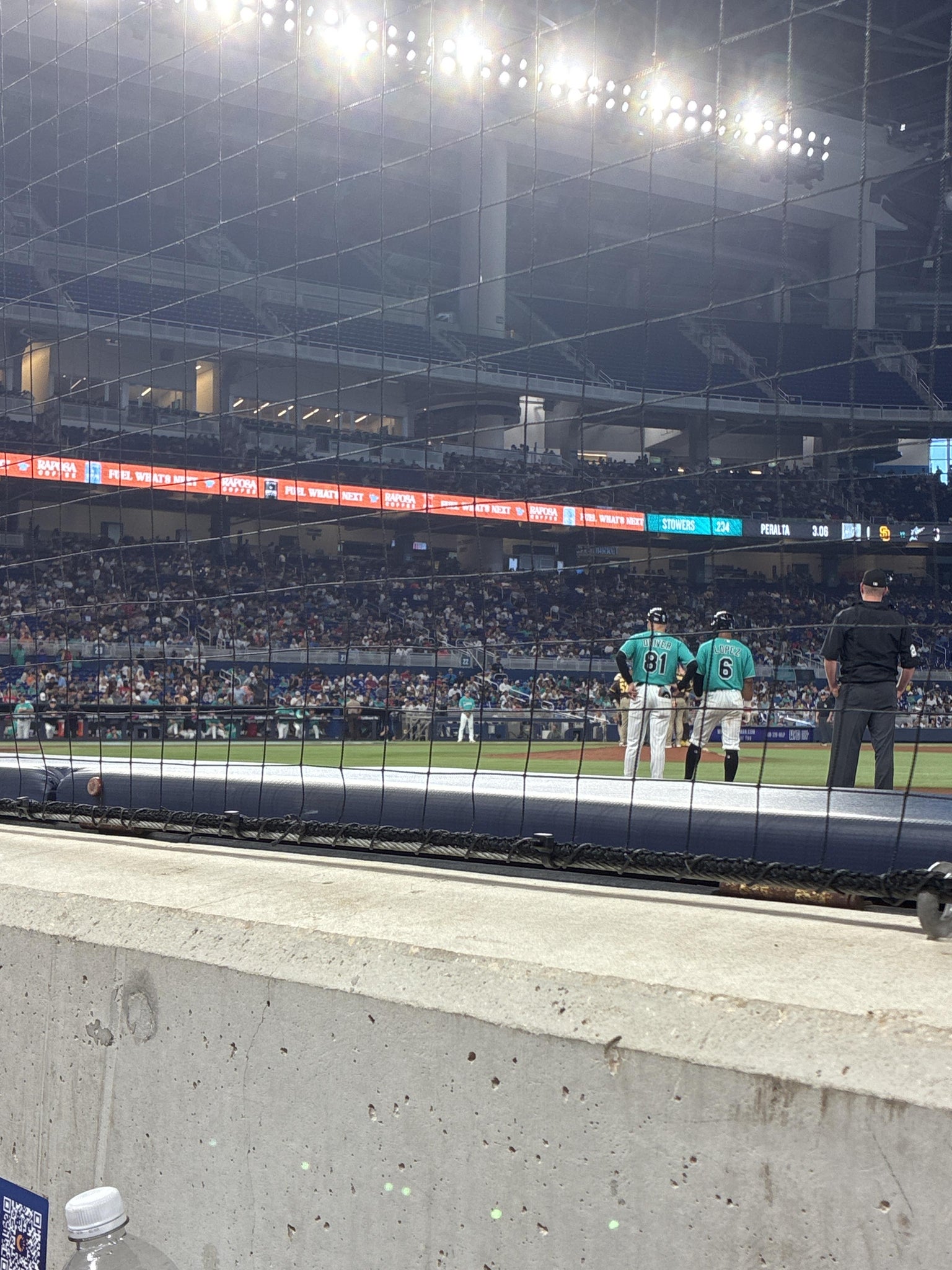 Real Fan View taken from 1ST Base Dugout Club Field Level 3 at loanDepot park by Maria M